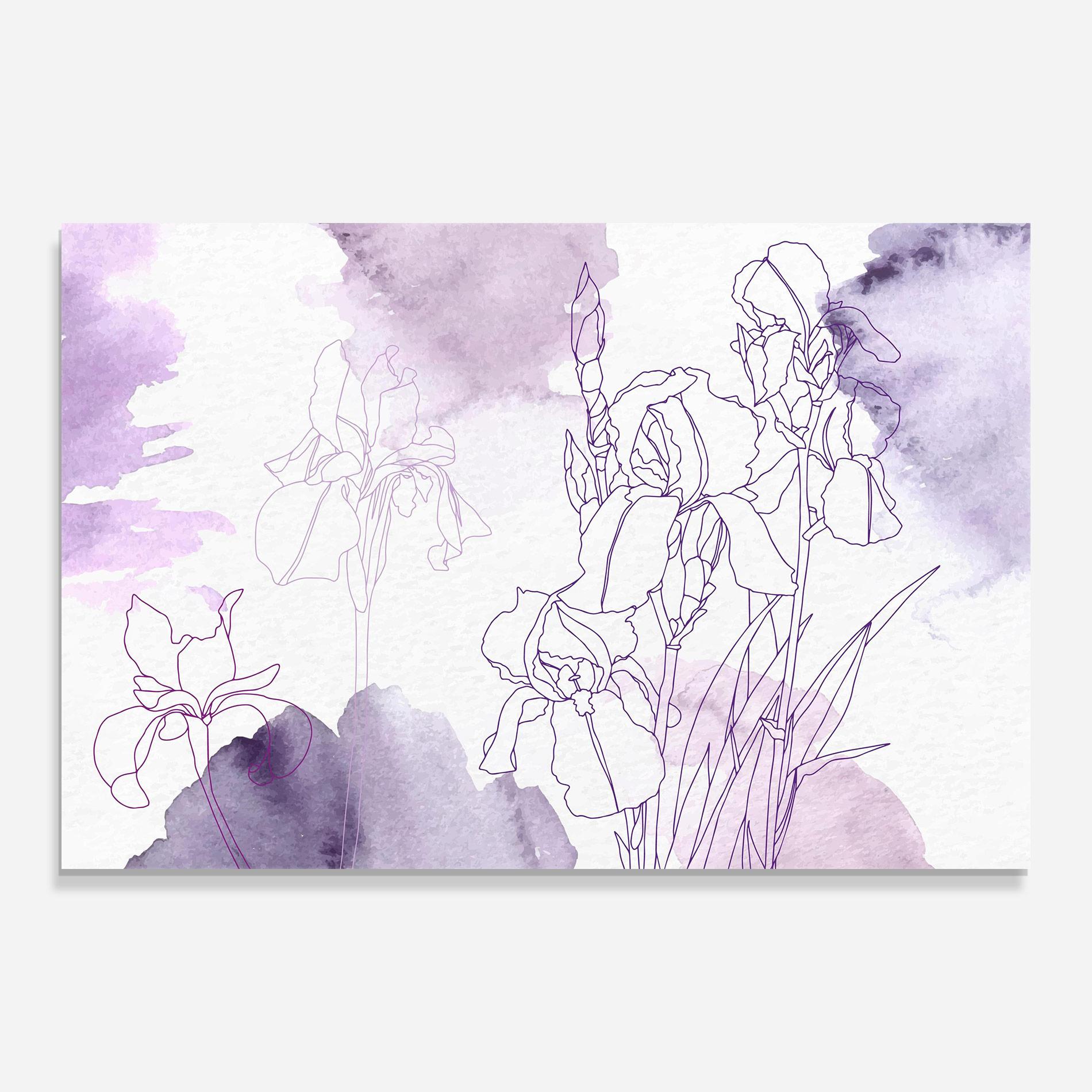 Glasbild Iris Purple Watercolor mockup 0