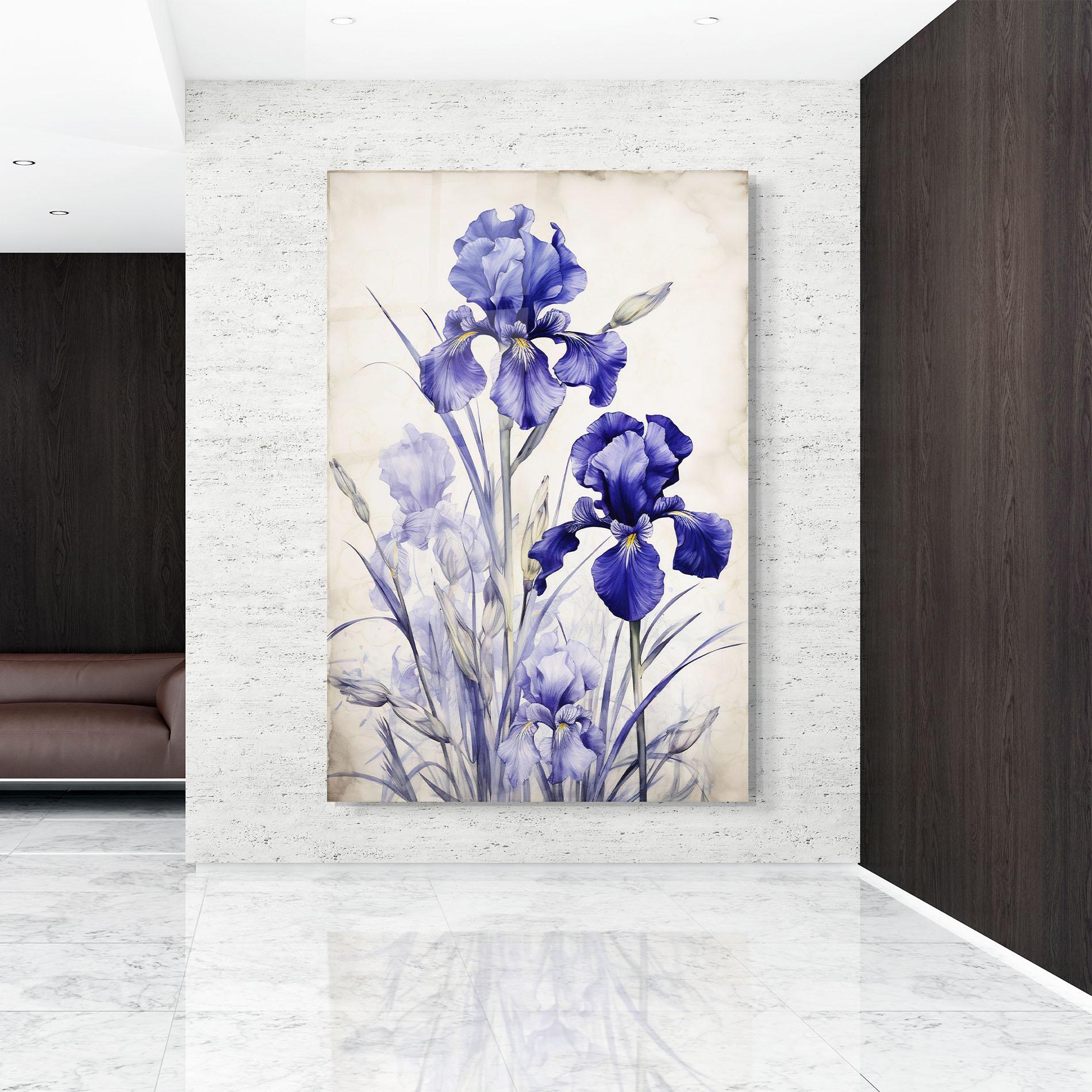 Glasbild Irises Painting mockup 9