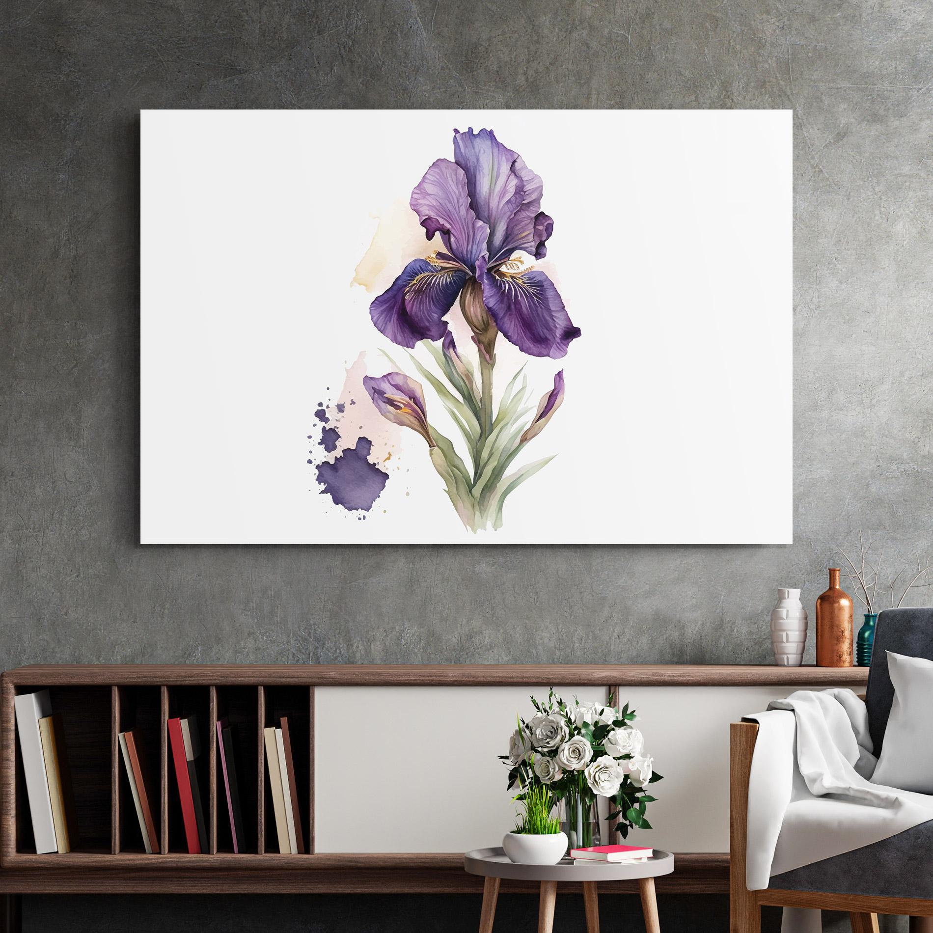 Glasbild Beautiful Purple Iris mockup 2