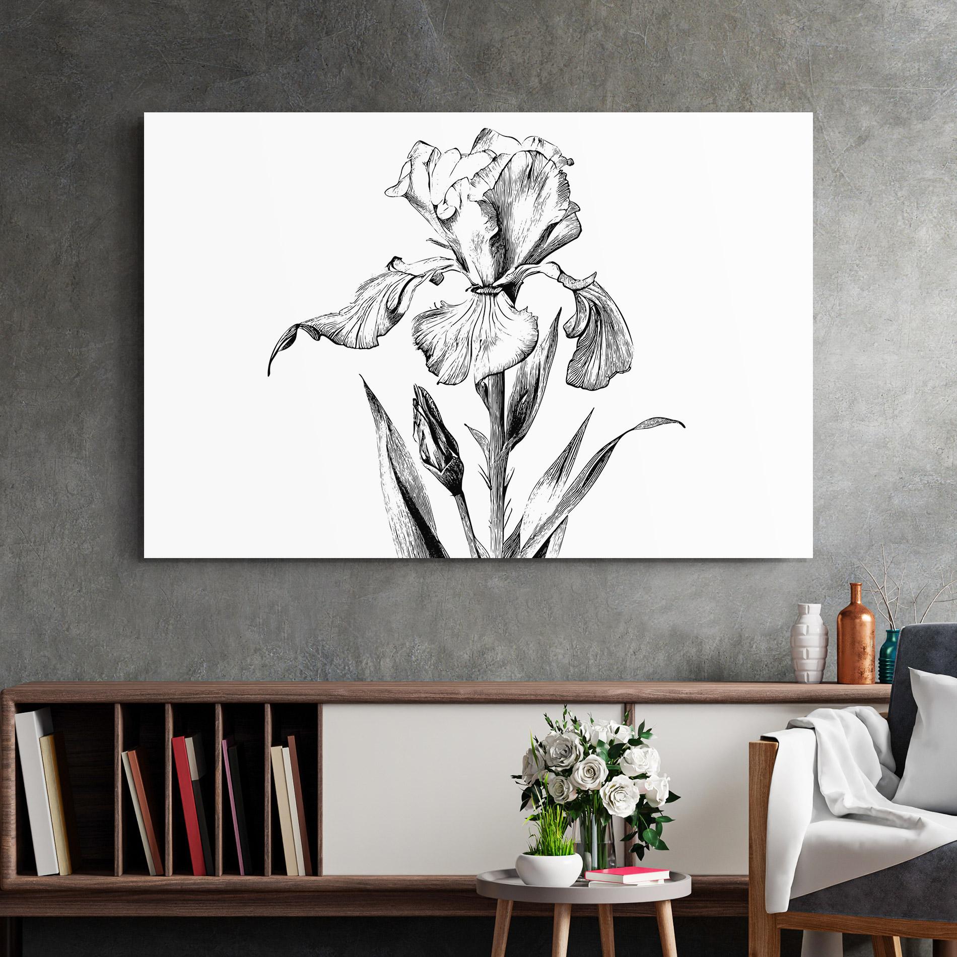 Glasbild Iris Sketch mockup 2