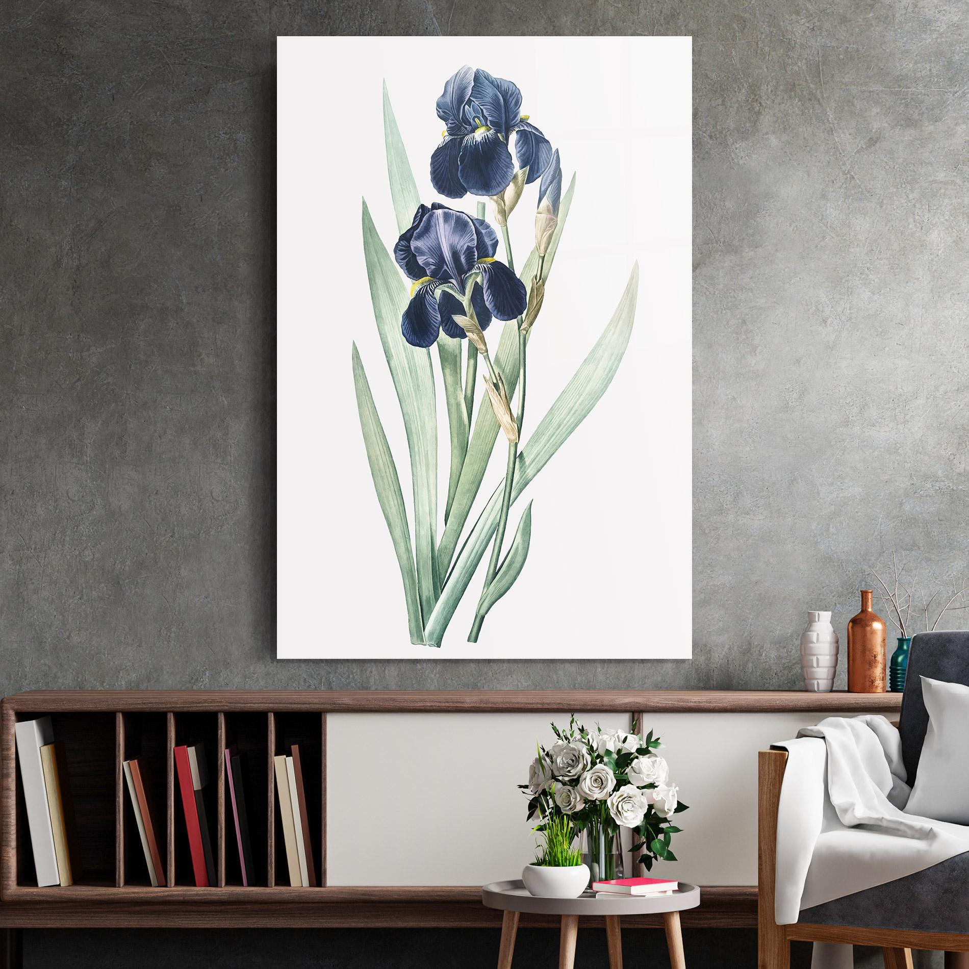 Glasbild Dark Blue Iris mockup 2