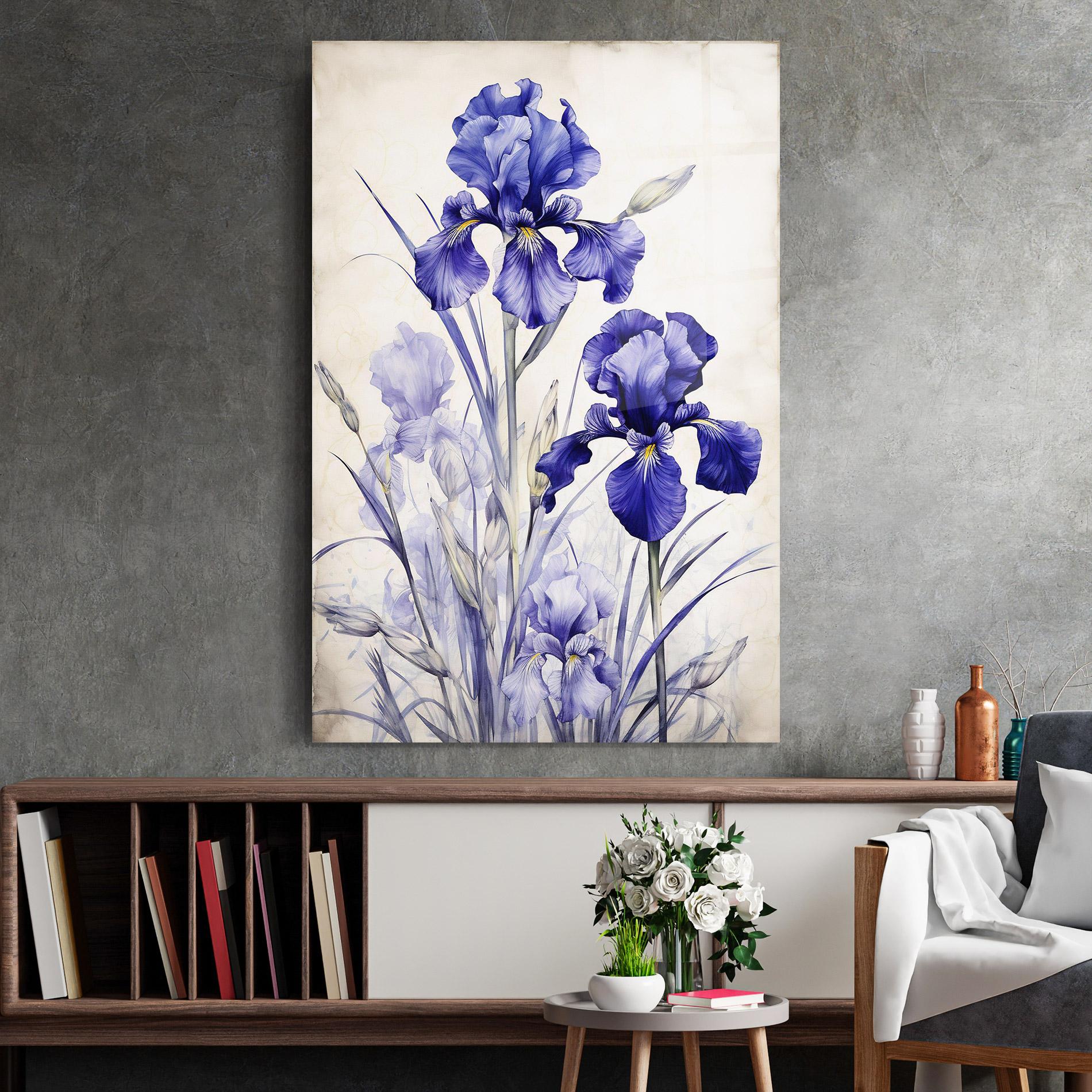 Glasbild Irises Painting mockup 2