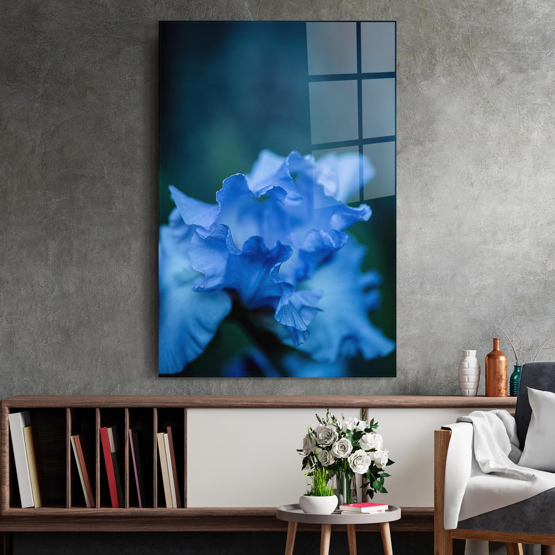 Glasbild Ocean Blue Iris mockup 2