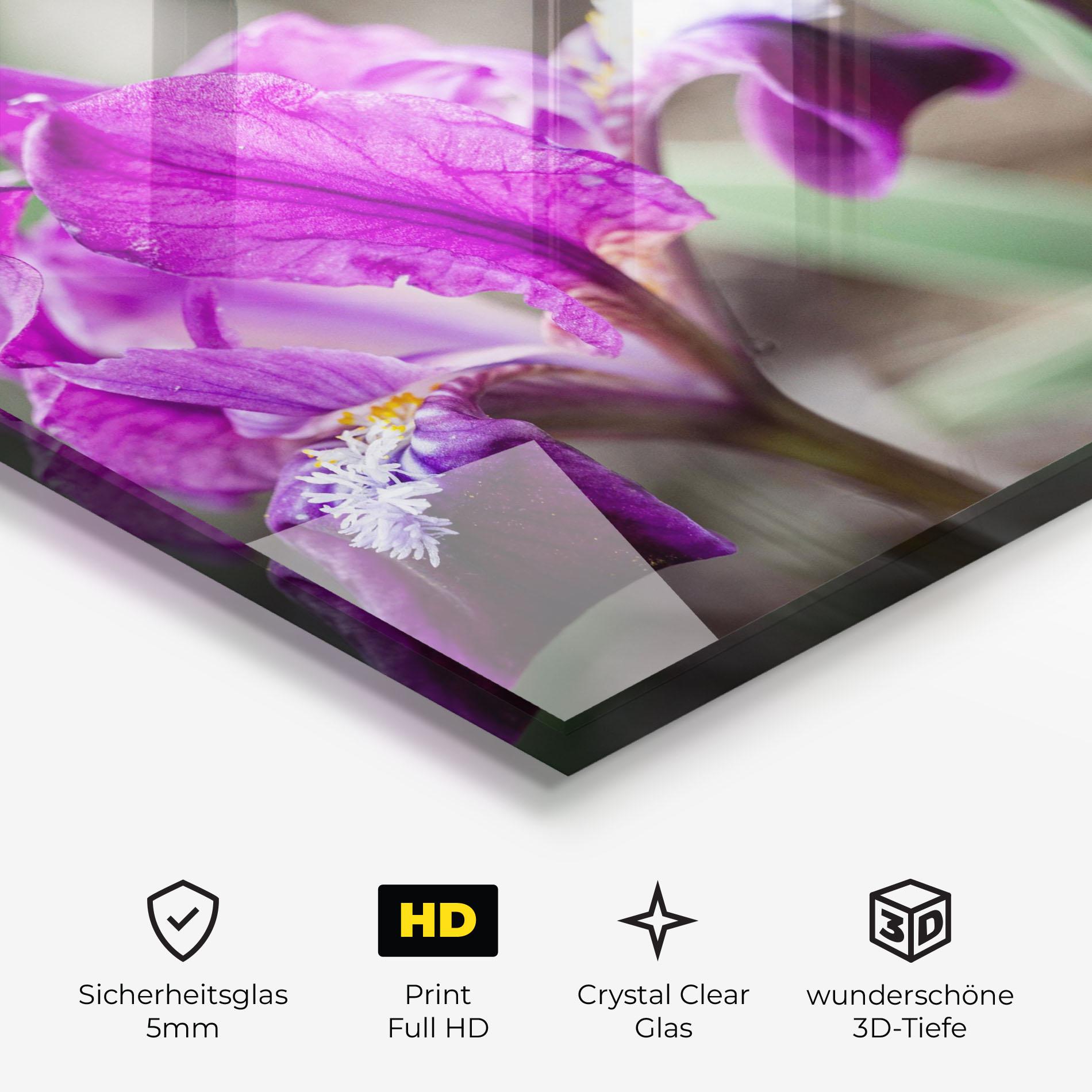 Glasbild Dark Pink Iris mockup 3
