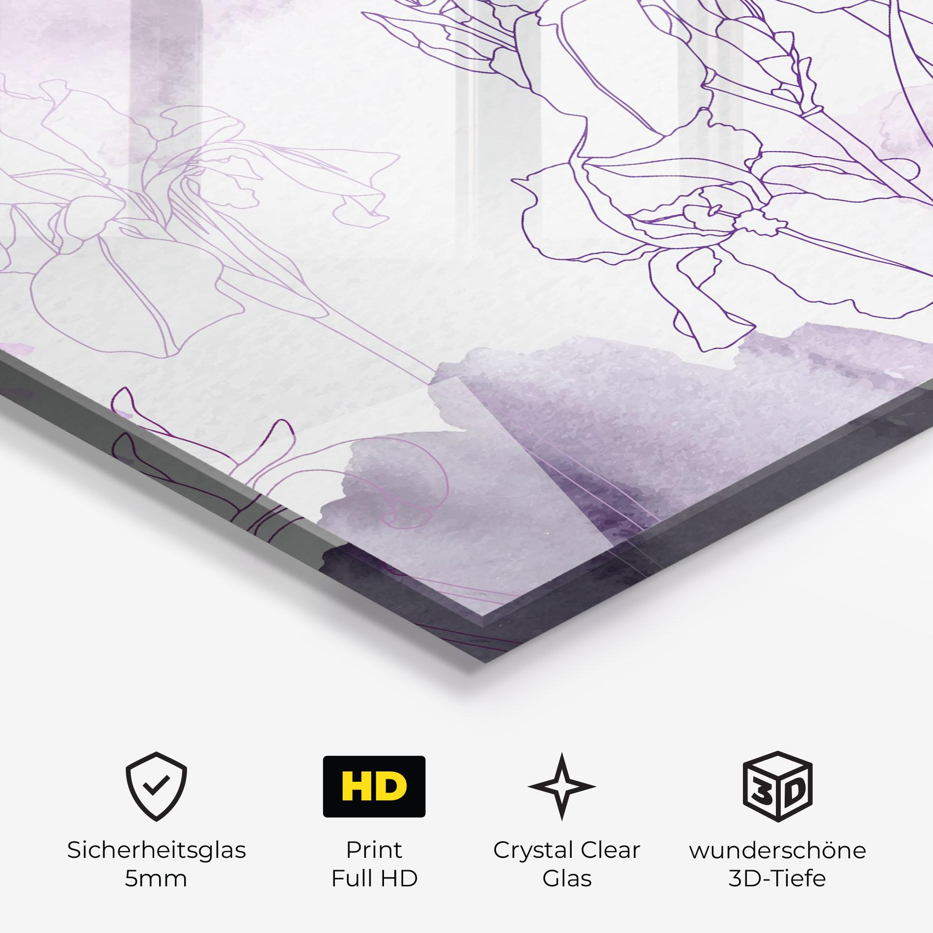 Glasbild Iris Purple Watercolor mockup 3