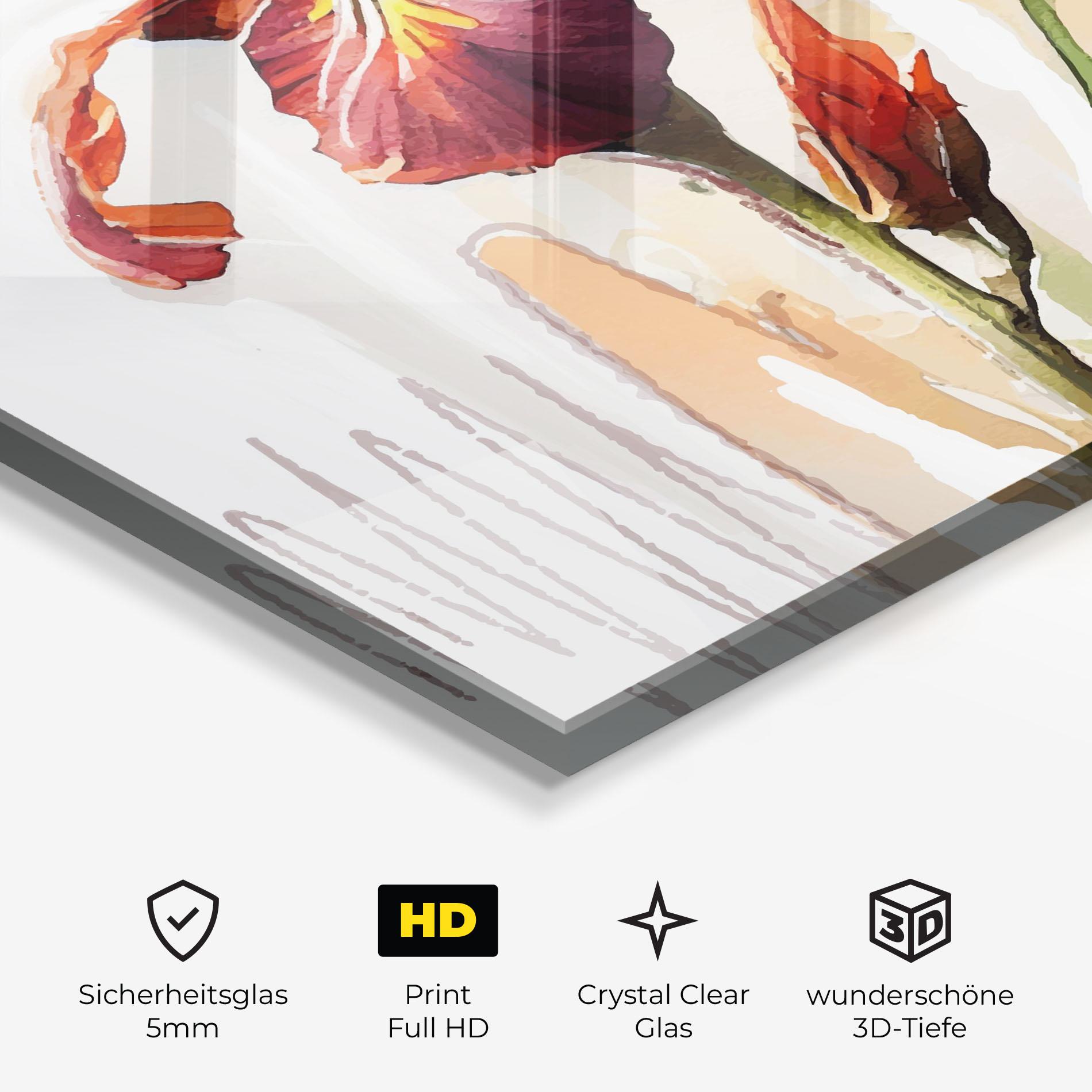 Glasbild Orange Iris mockup 3