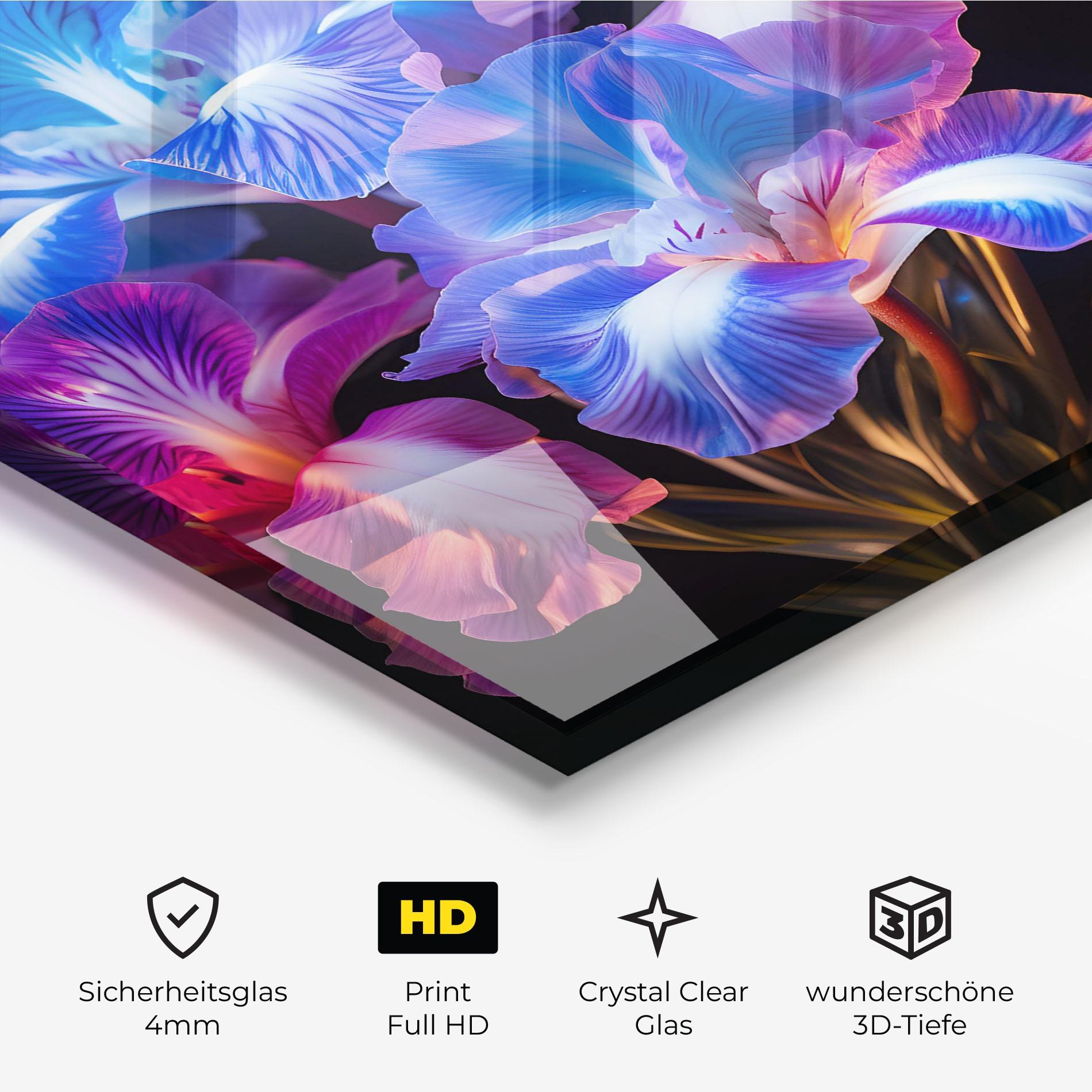 Glasbild Blue Light Iris mockup 3