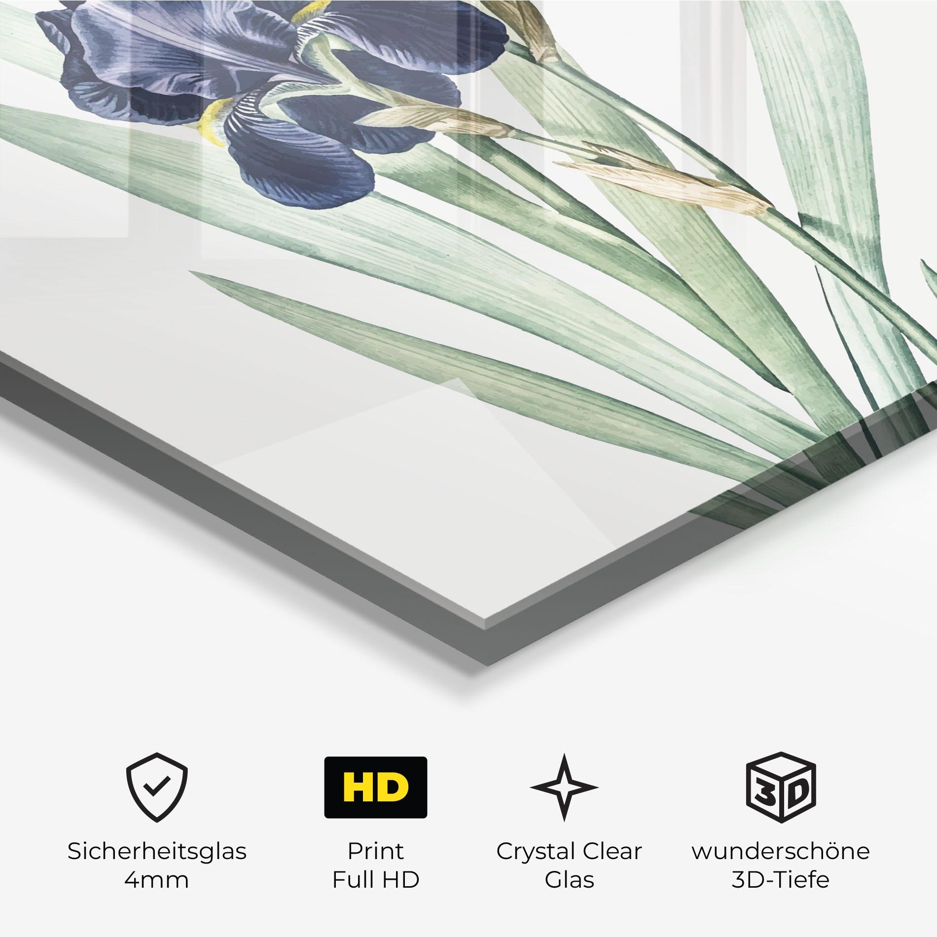 Glasbild Dark Blue Iris mockup 3