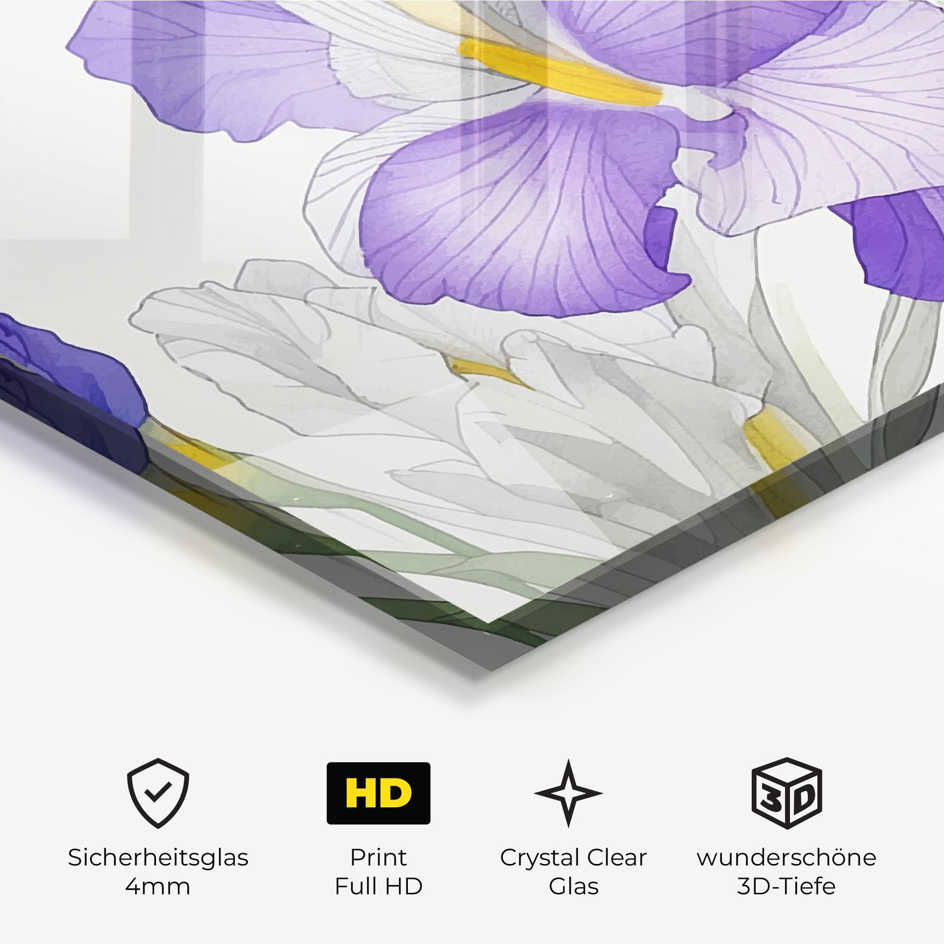 Glasbild Irirs Hand Drawn mockup 3