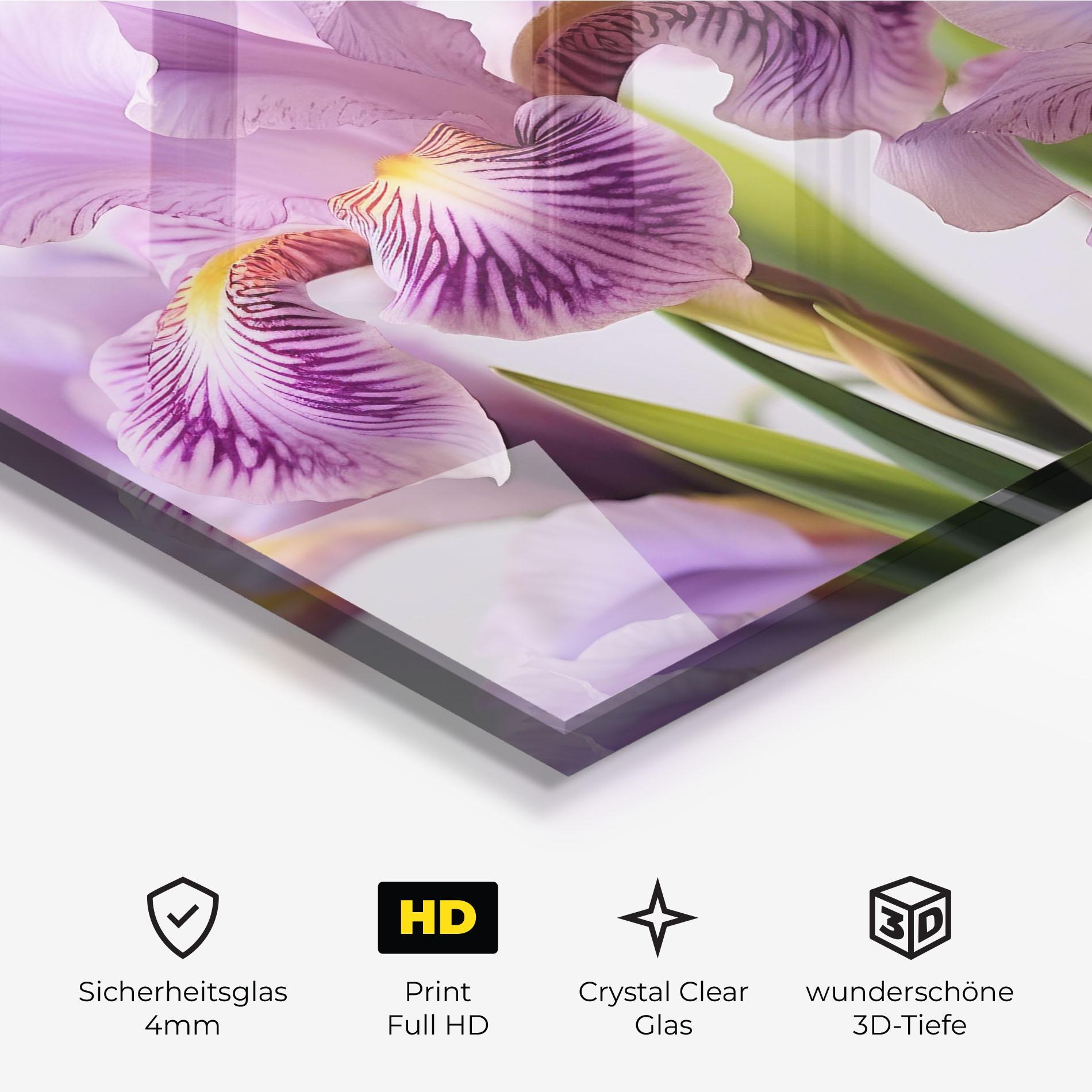 Glasbild Iris In Vase mockup 3