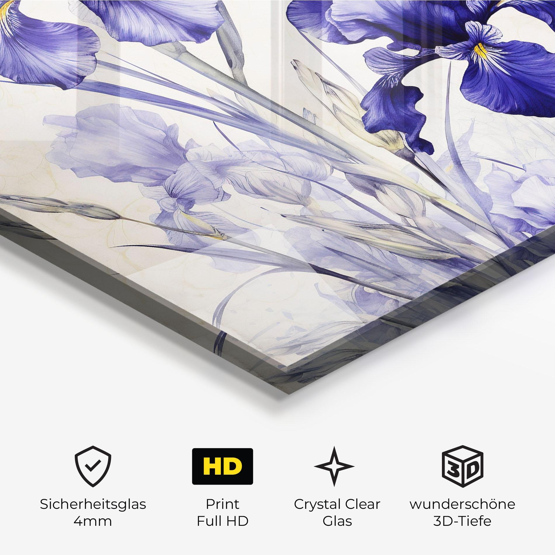 Glasbild Irises Painting mockup 3