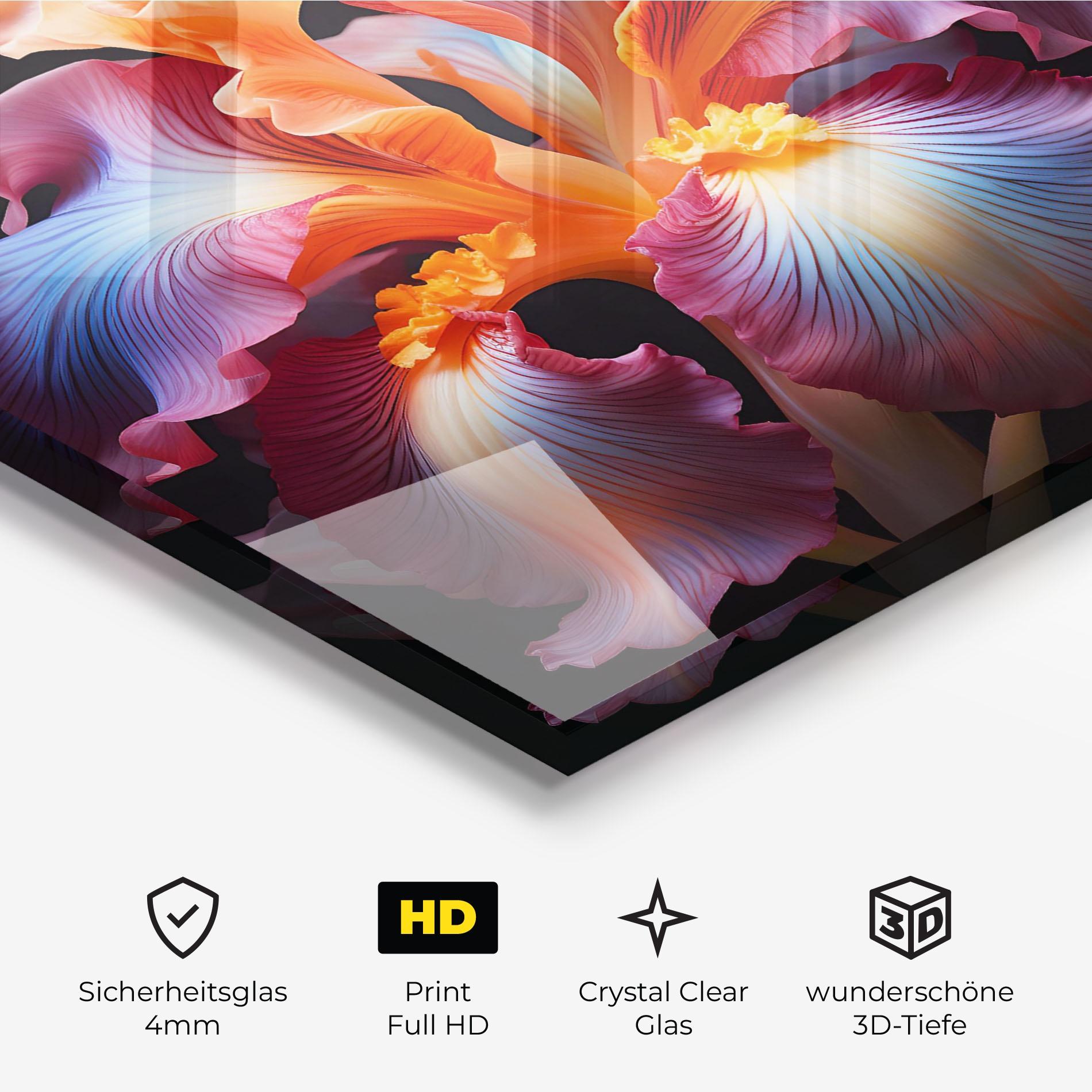 Glasbild Purple Light Iris mockup 3