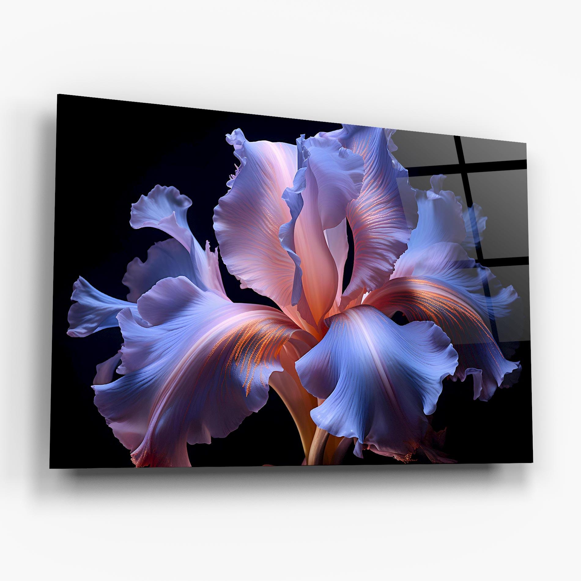 Glasbild Elegant Iris On Black mockup 6