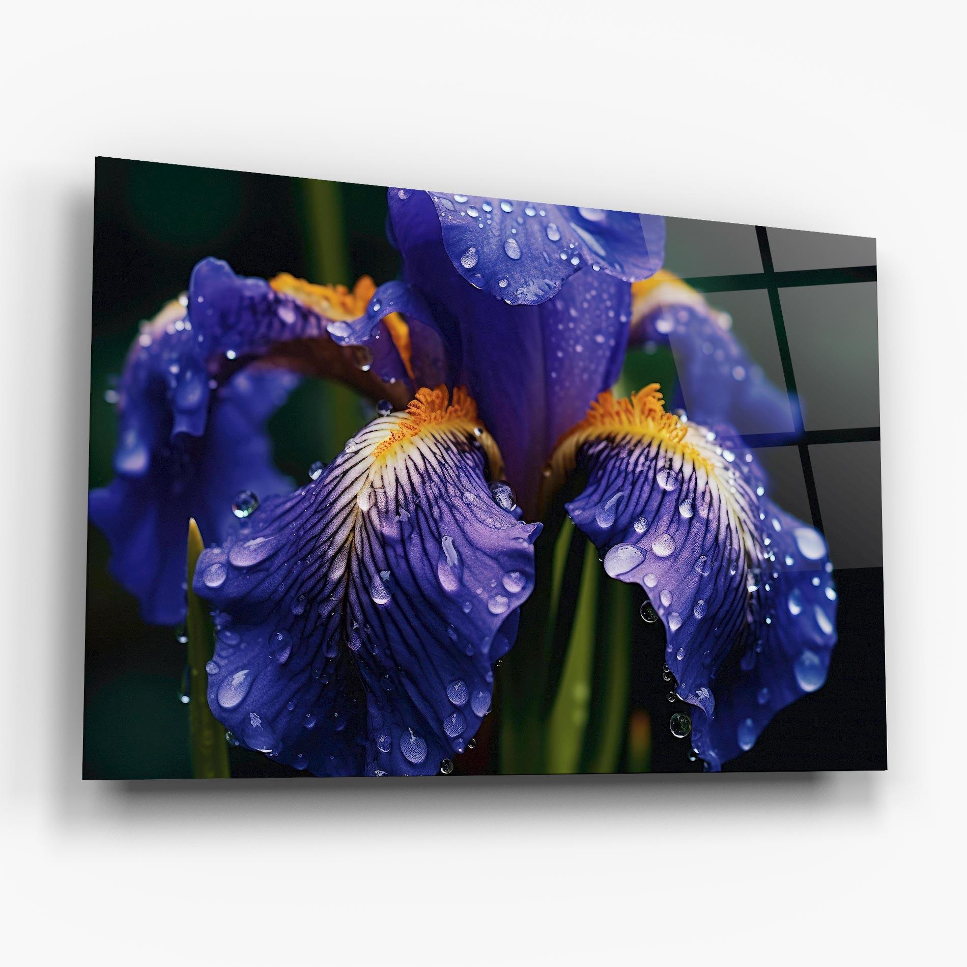 Glasbild Iris After Rain mockup 6