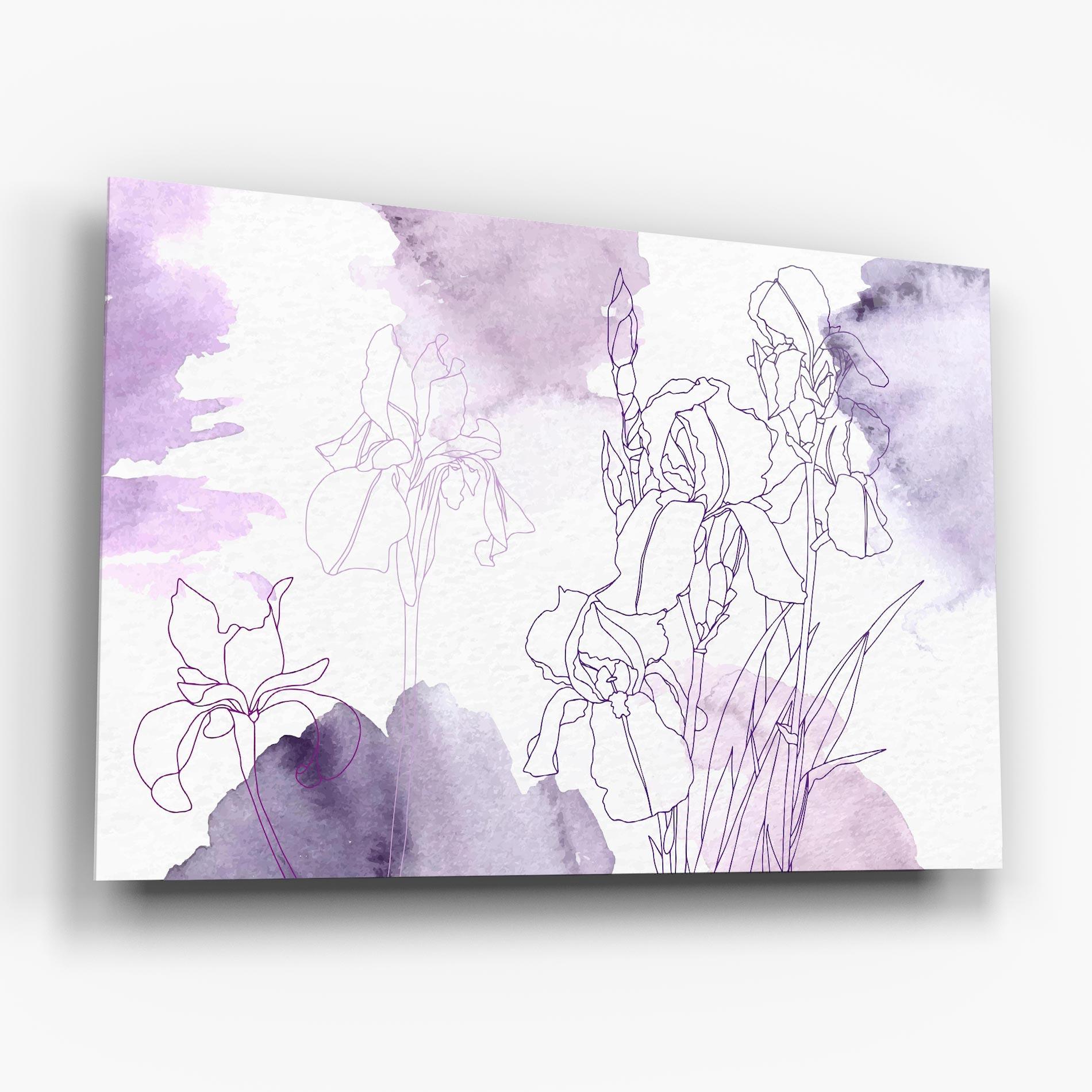 Glasbild Iris Purple Watercolor mockup 6