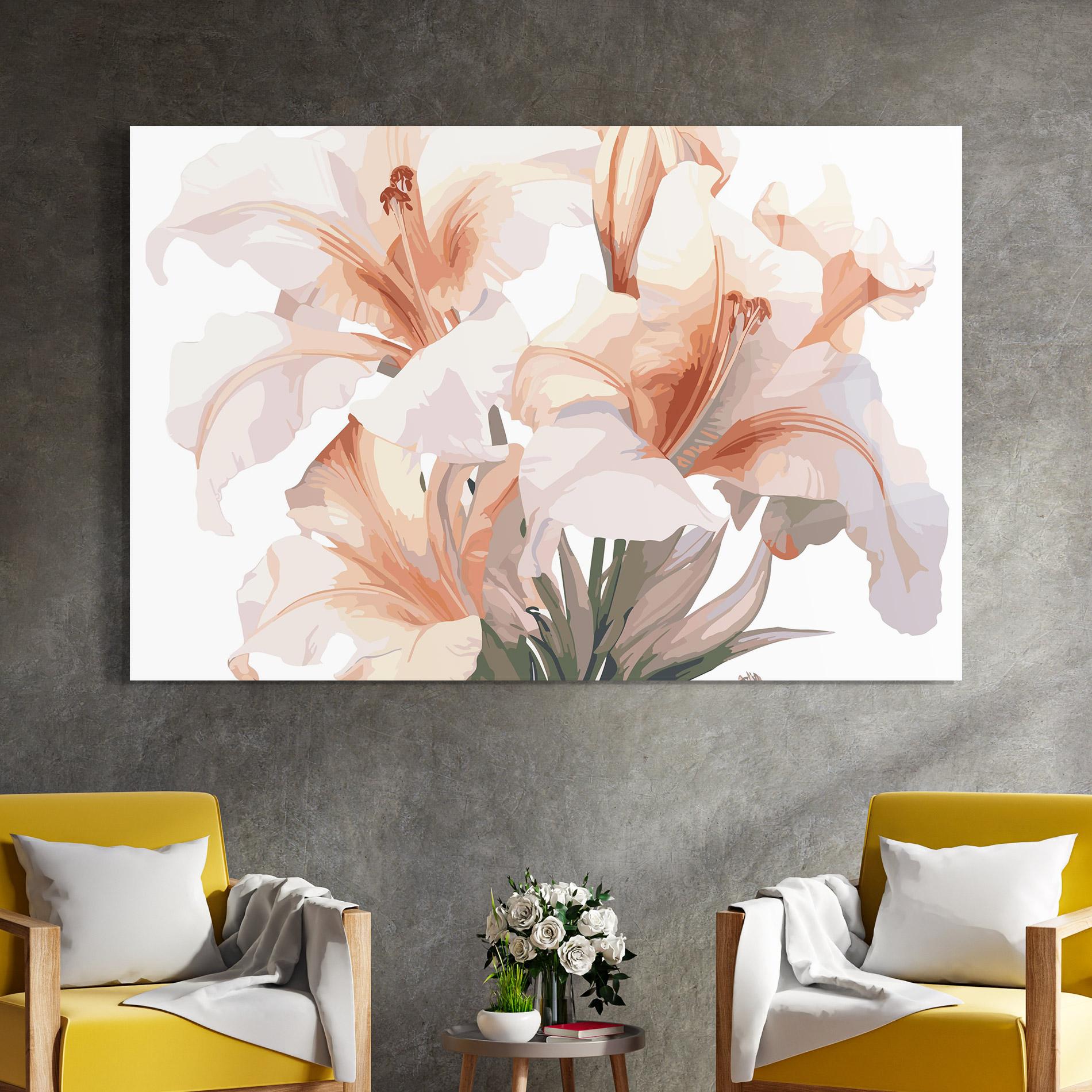 Glasbild Light Orange Iris mockup 4