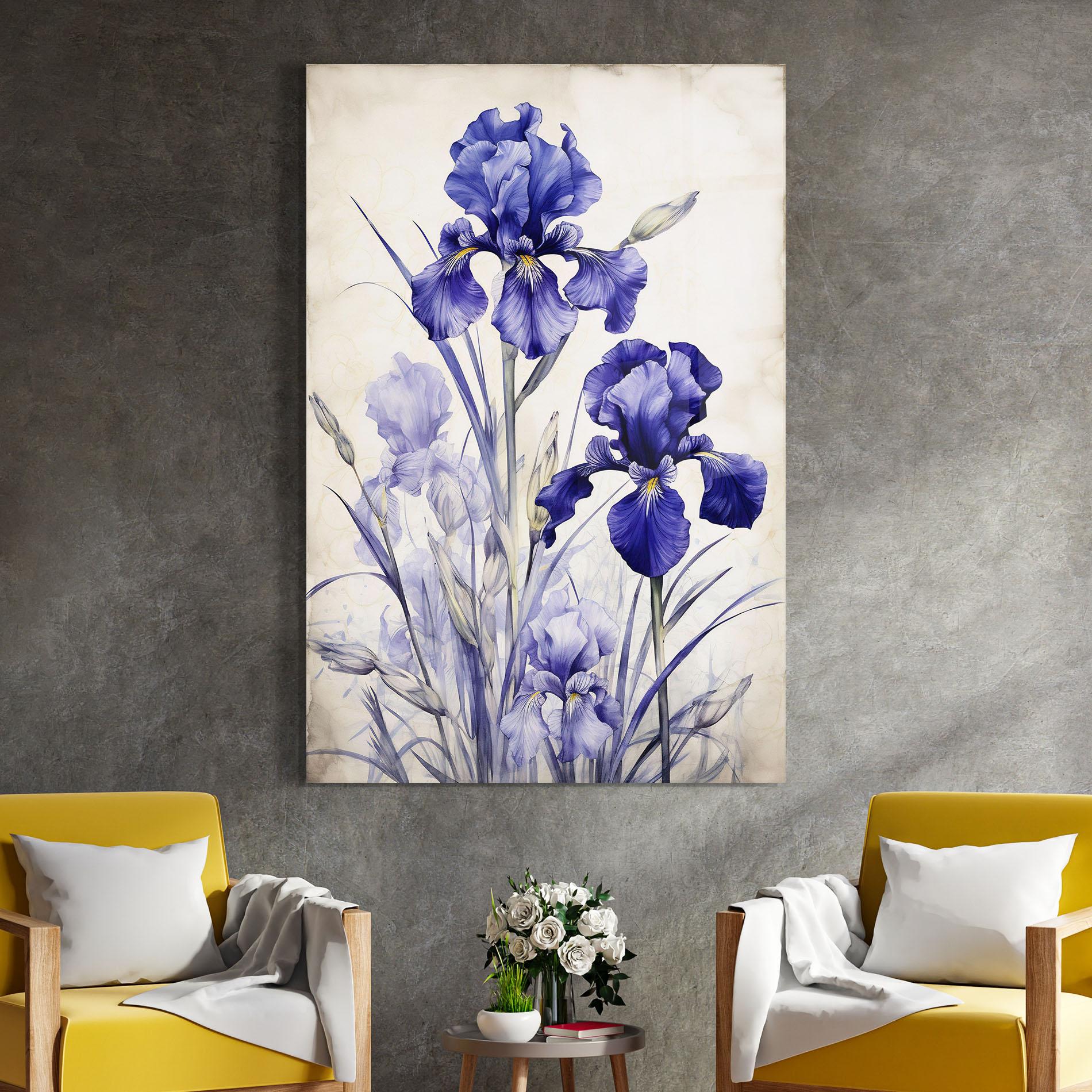 Glasbild Irises Painting mockup 4