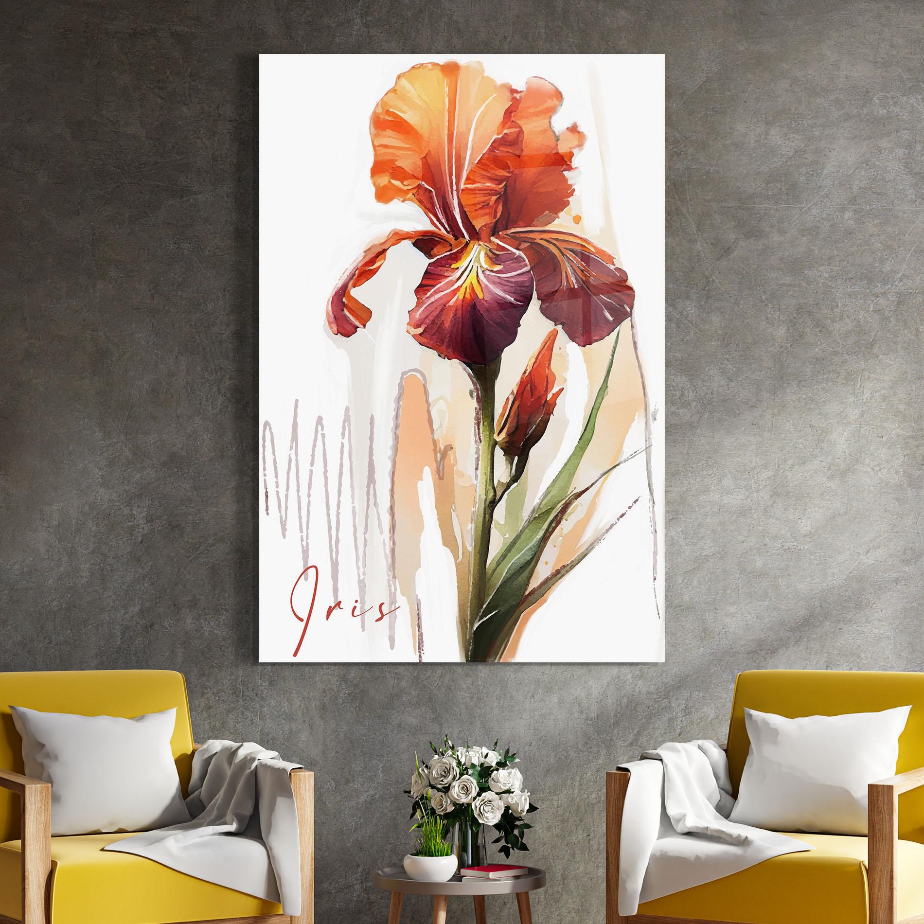 Glasbild Orange Iris mockup 4