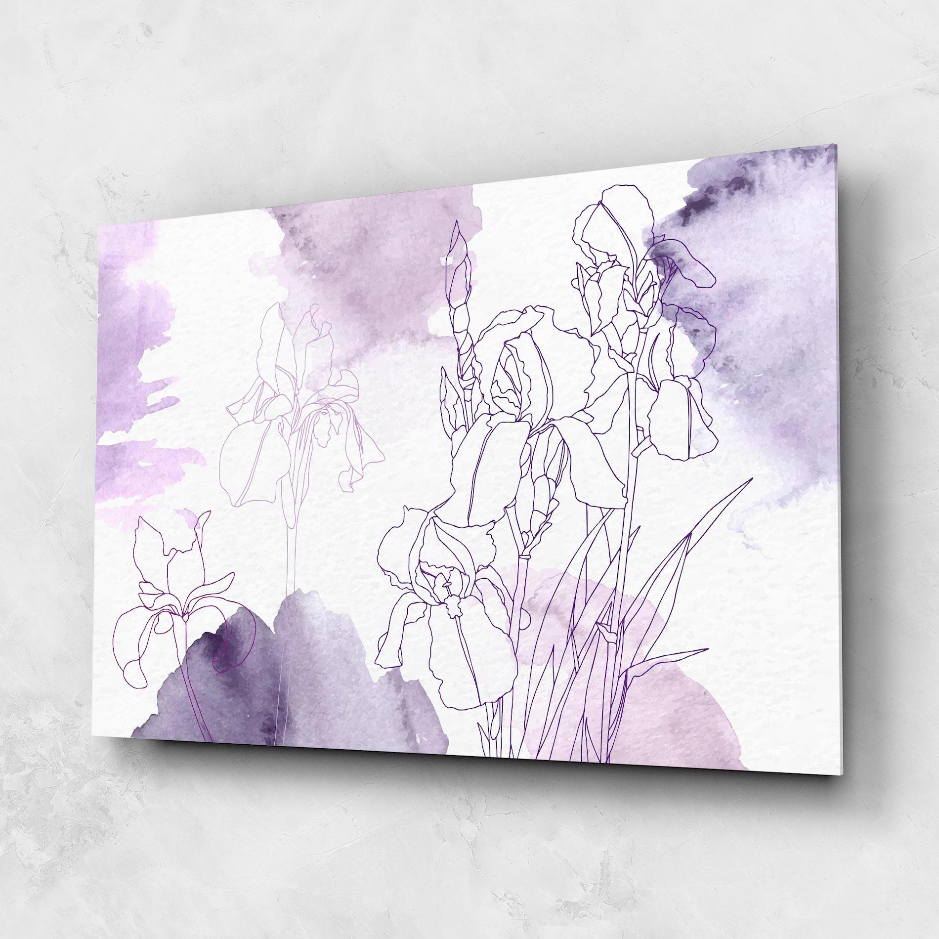 Glasbild Iris Purple Watercolor mockup 1