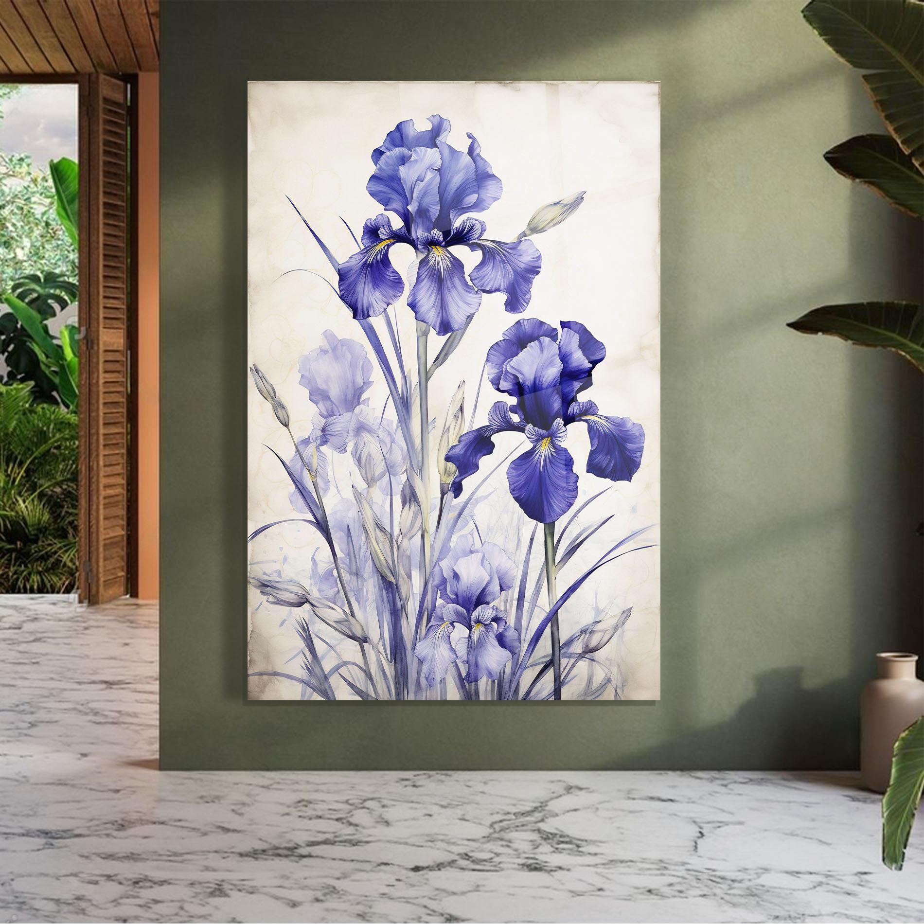 Glasbild Irises Painting mockup 7