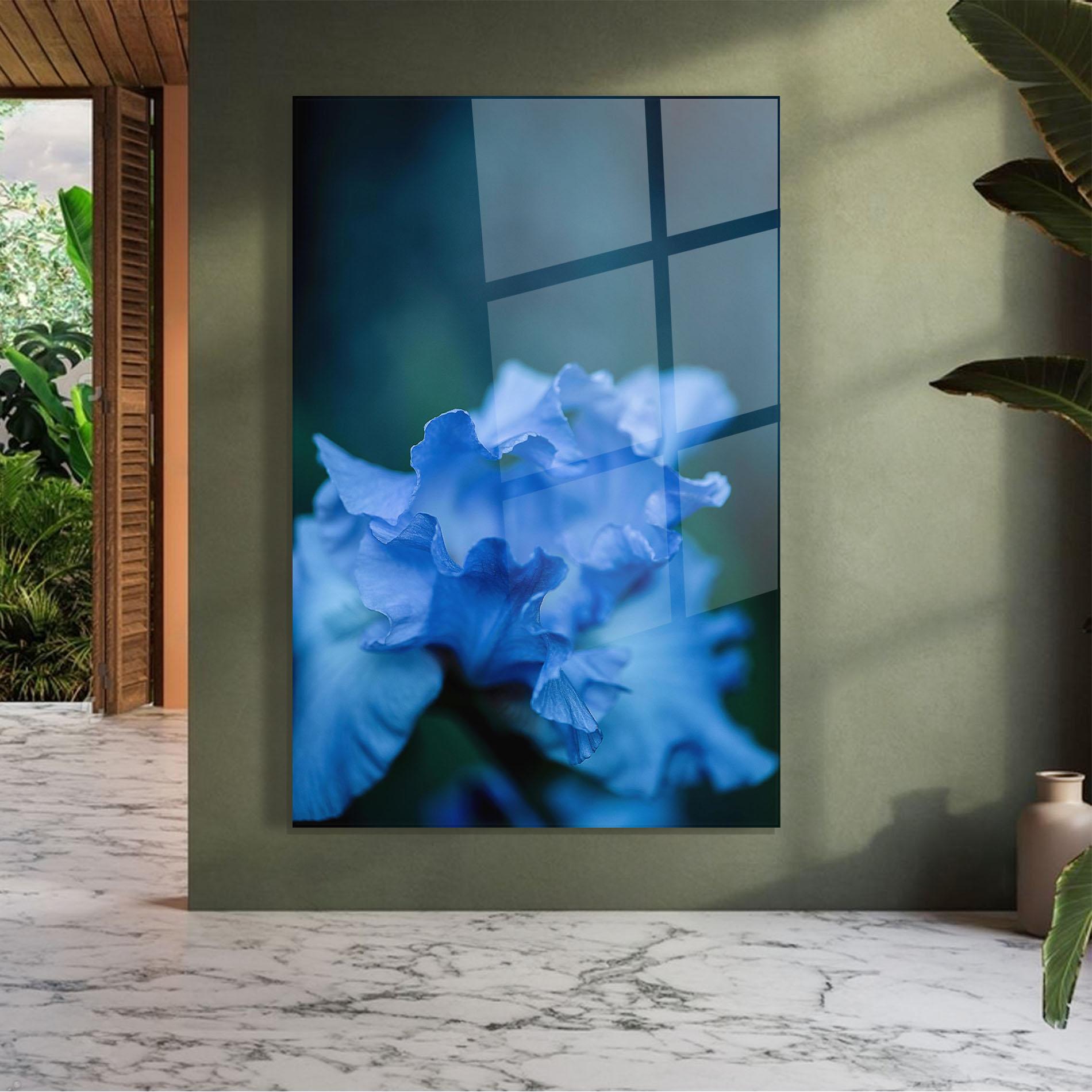 Glasbild Ocean Blue Iris mockup 7