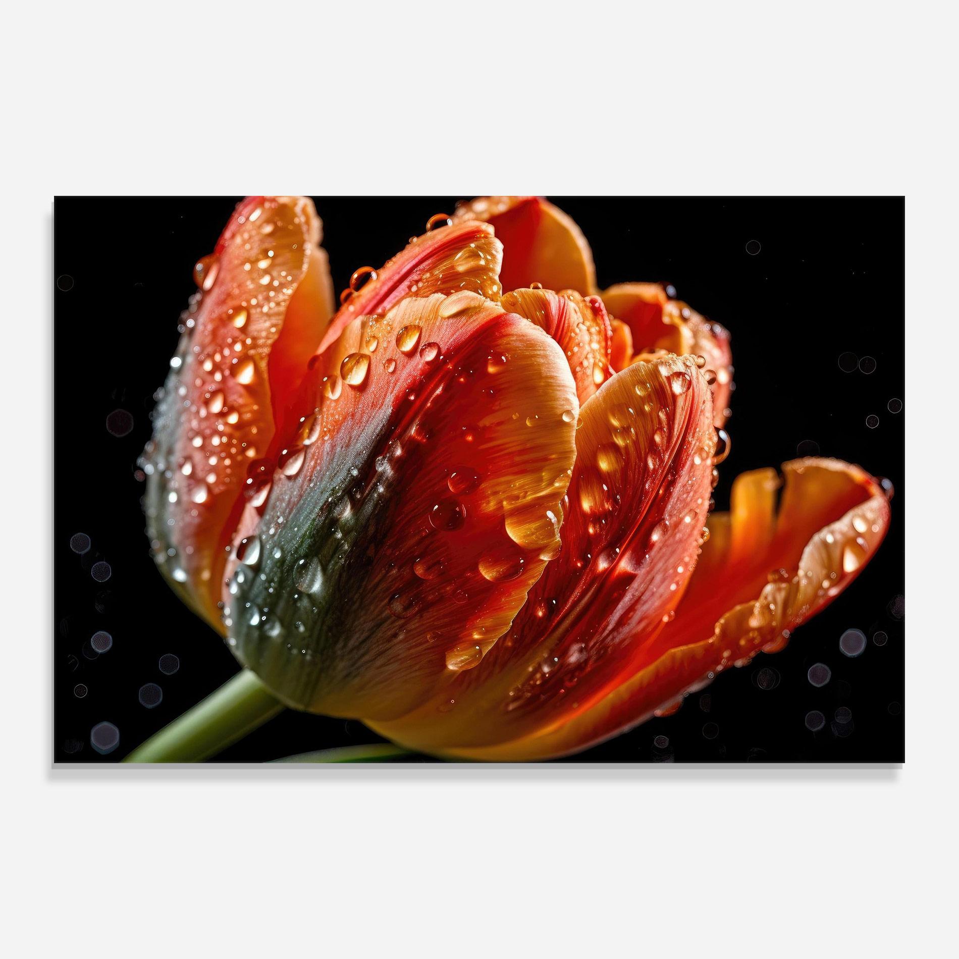 Glasbild Big Wet Orange Tulip mockup 0