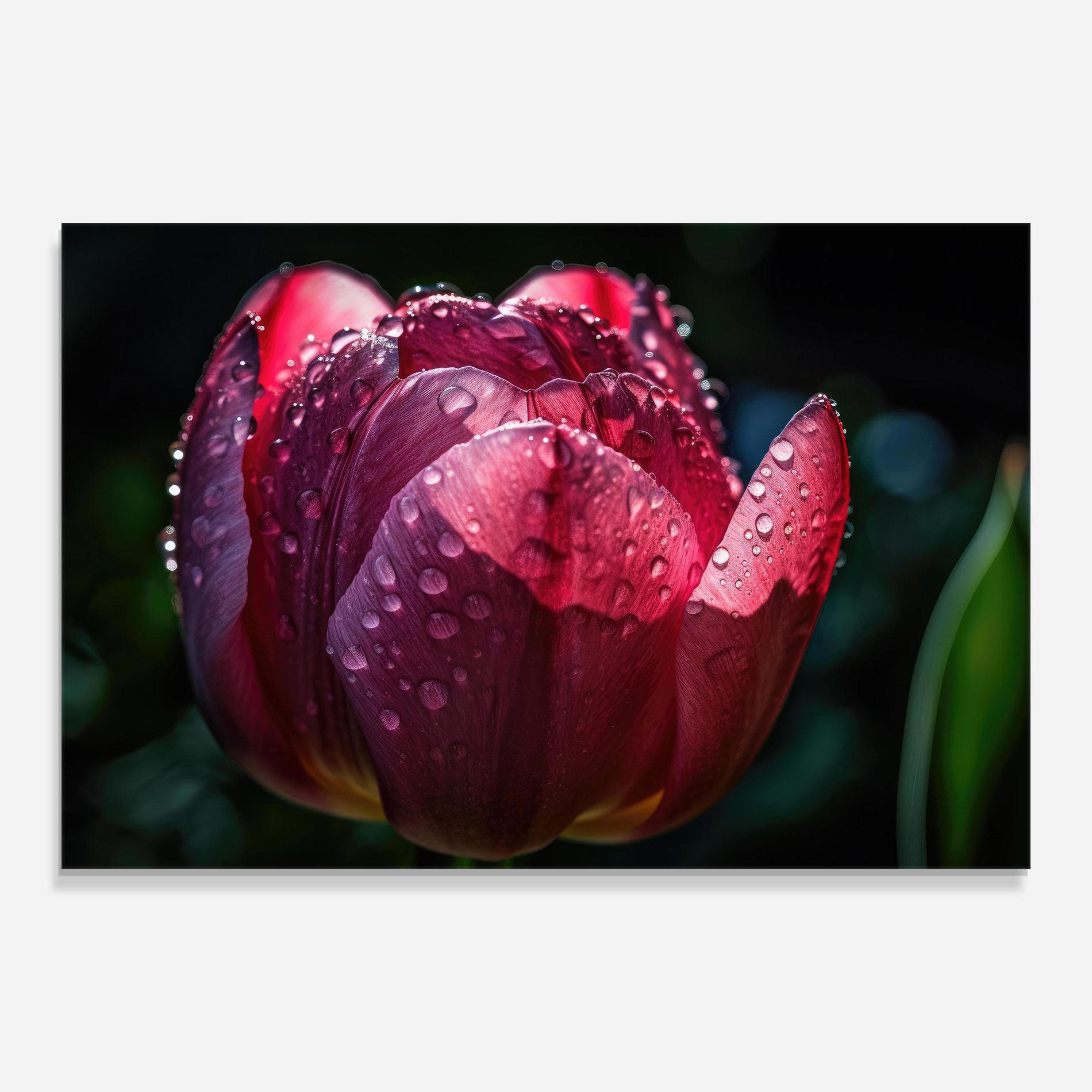 Glasbild Pink Tulip After Rain mockup 0