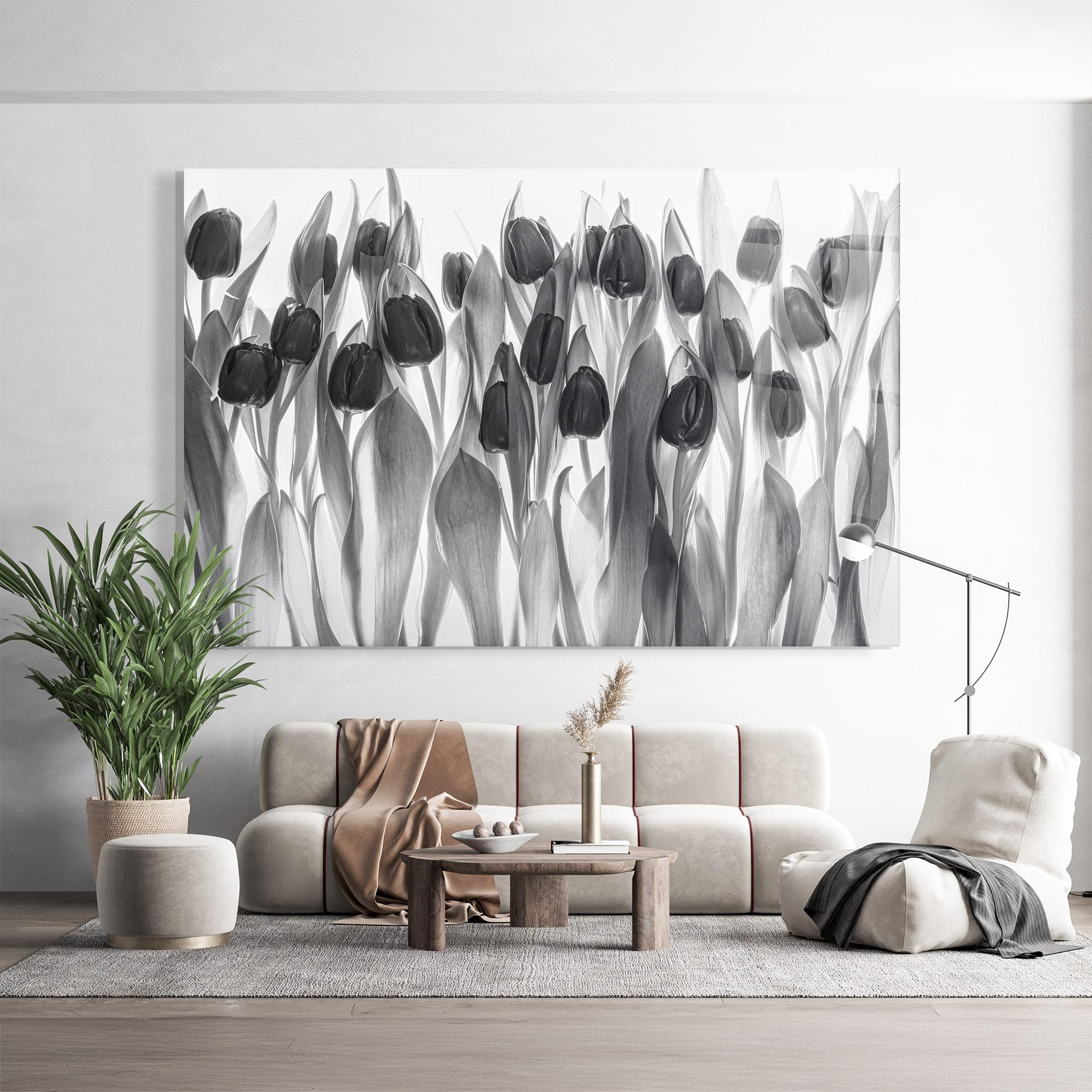 Glasbild Grey Tulips mockup 9