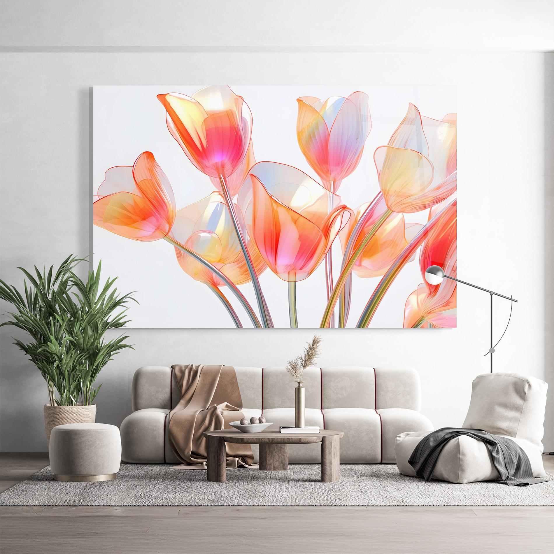 Glasbild Orange Glass Tulip mockup 9