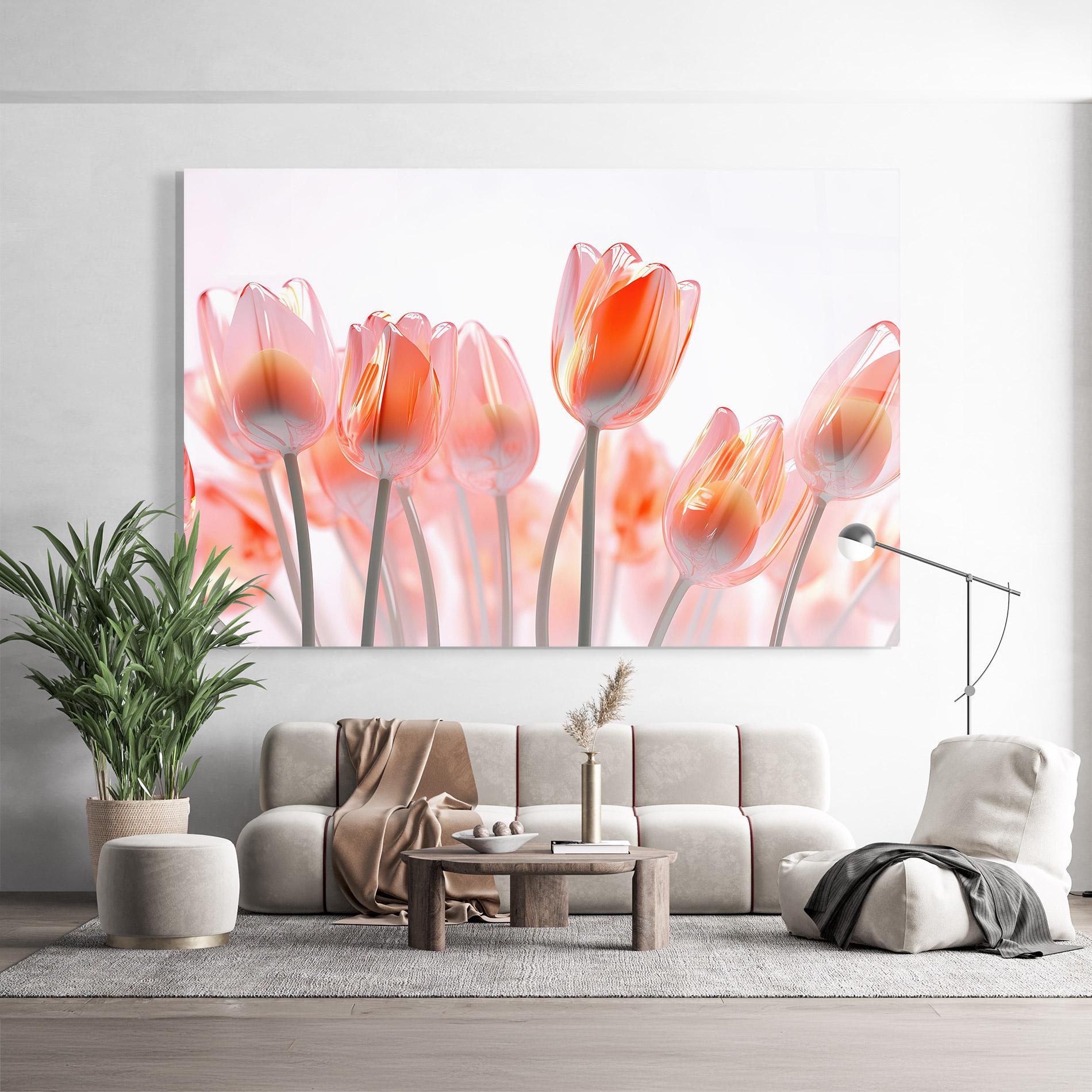 Glasbild Orange Glass Tulips mockup 9