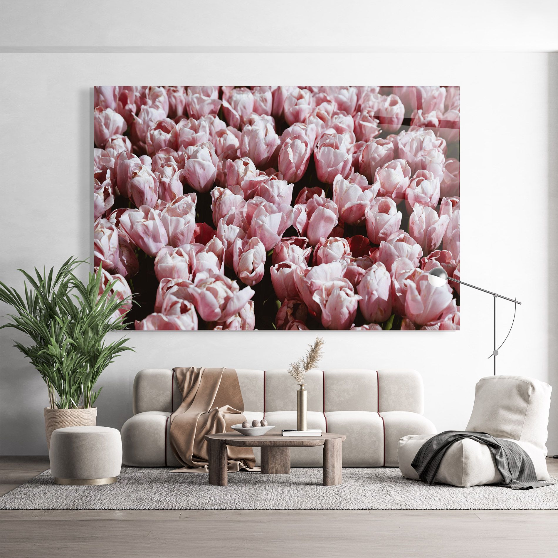 Pastel Pink Tulips Wall mockup 9