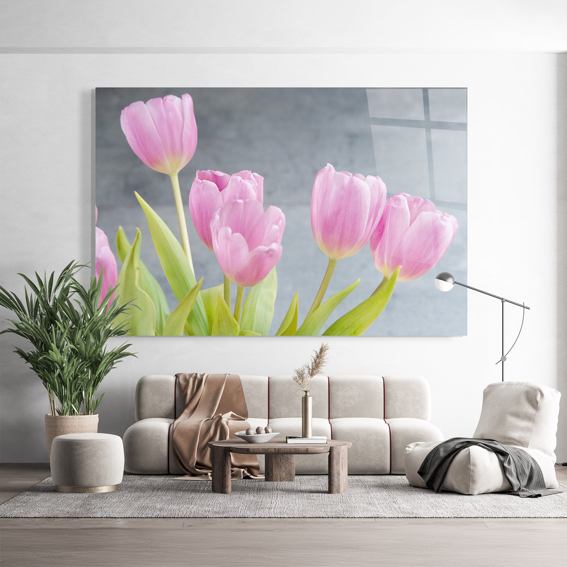 Pink Pastel Tulip On Grey mockup 9