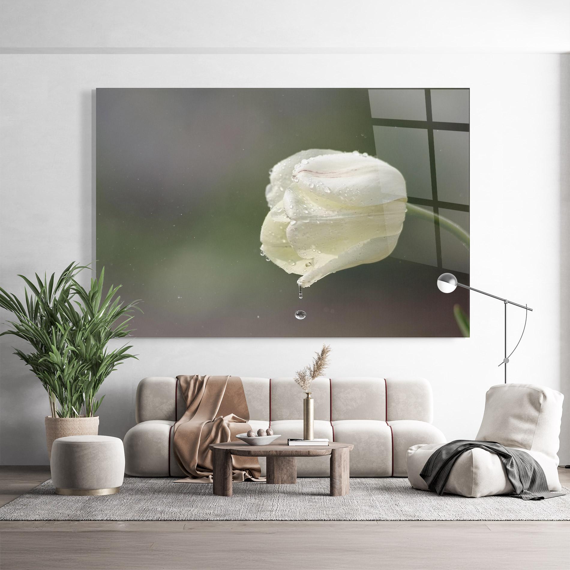 Glasbild White Single Tulip mockup 9