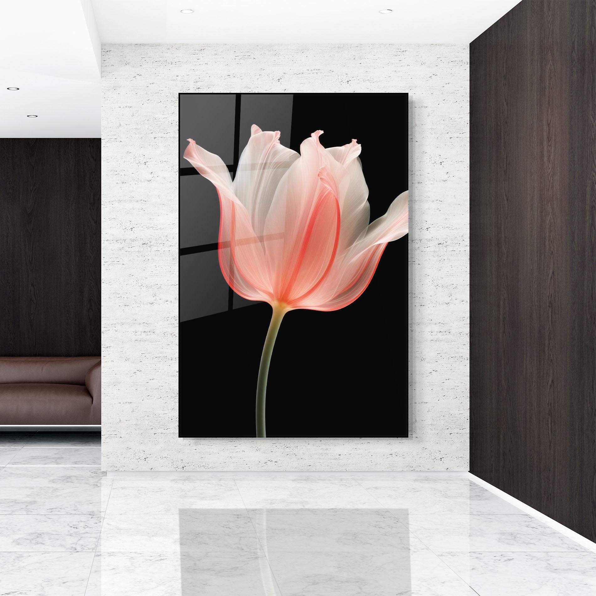 Glasbild Pastel Pink Tulip mockup 9