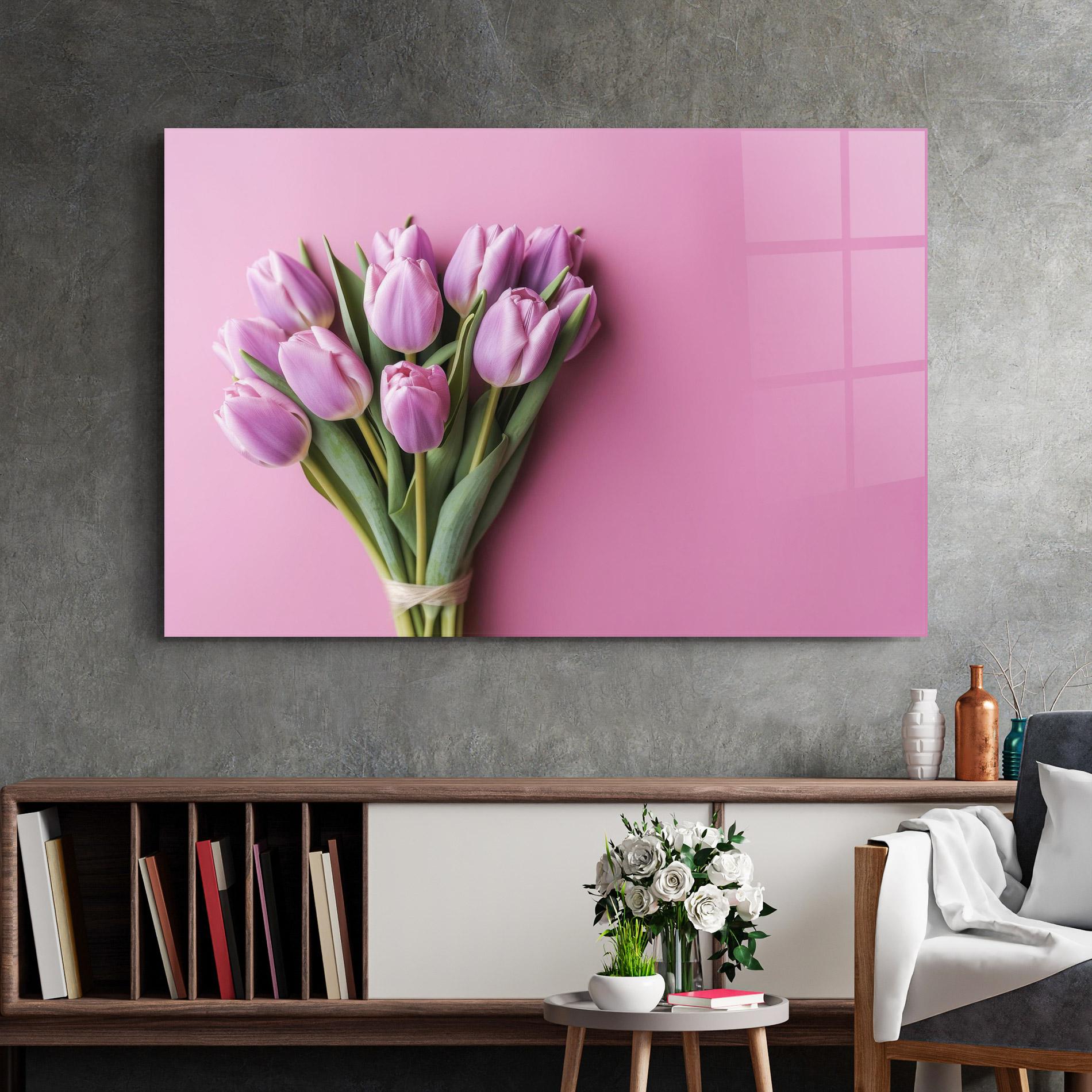 Glasbild Light Purple Bpuquet mockup 2