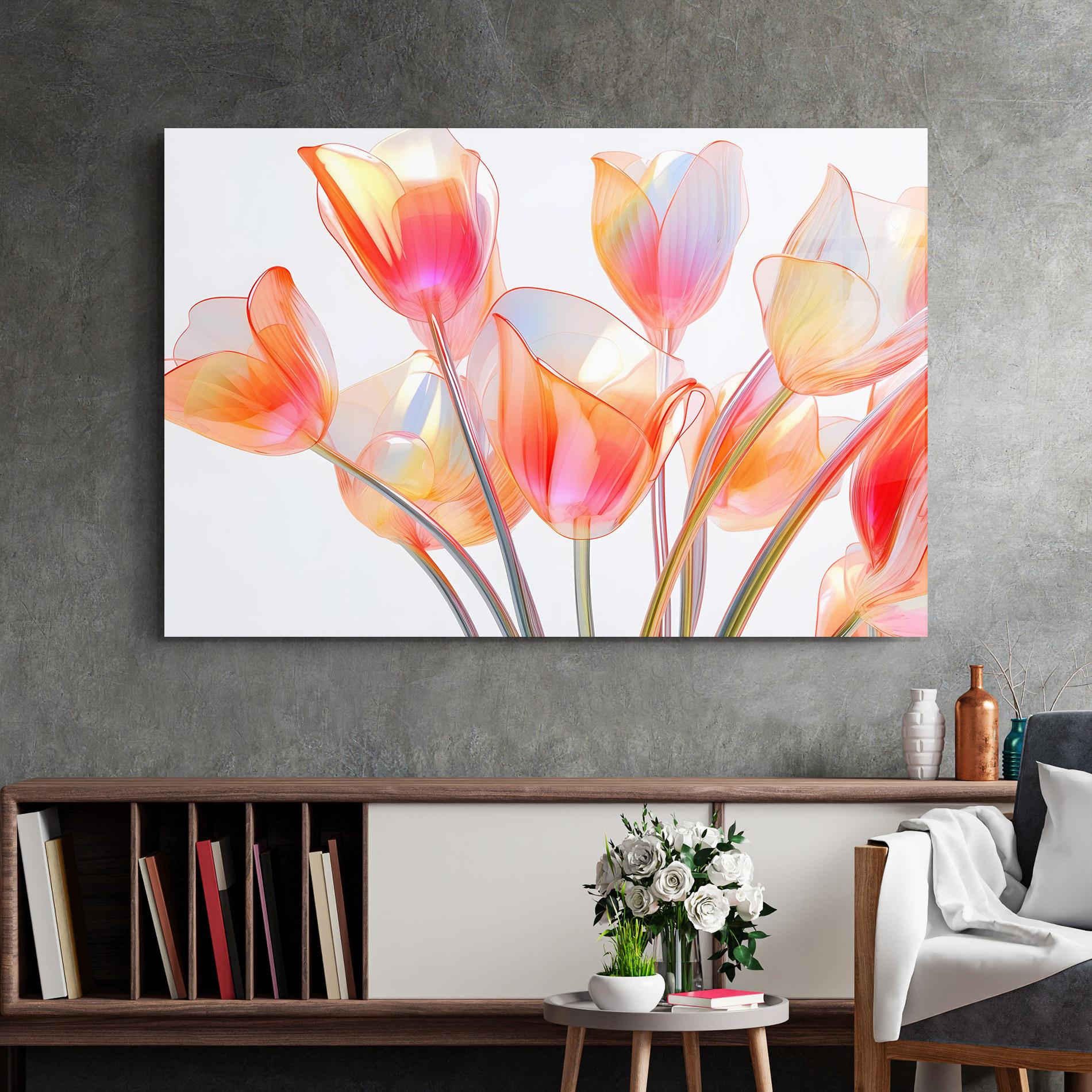 Glasbild Orange Glass Tulip mockup 2