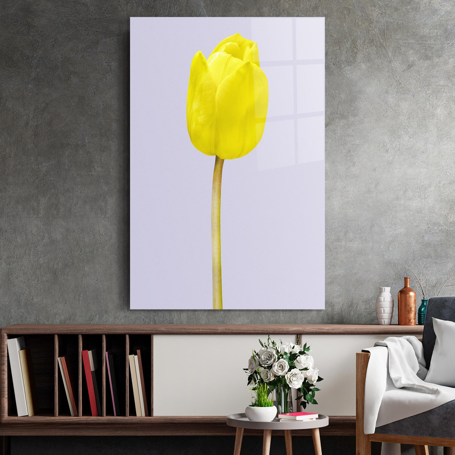 Glasbild One Yellow Tulip mockup 2