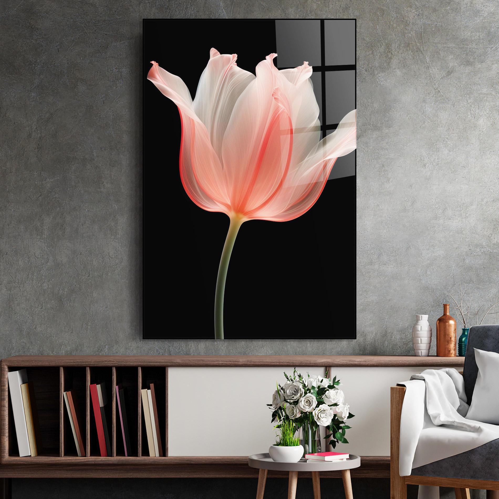 Glasbild Pastel Pink Tulip mockup 2