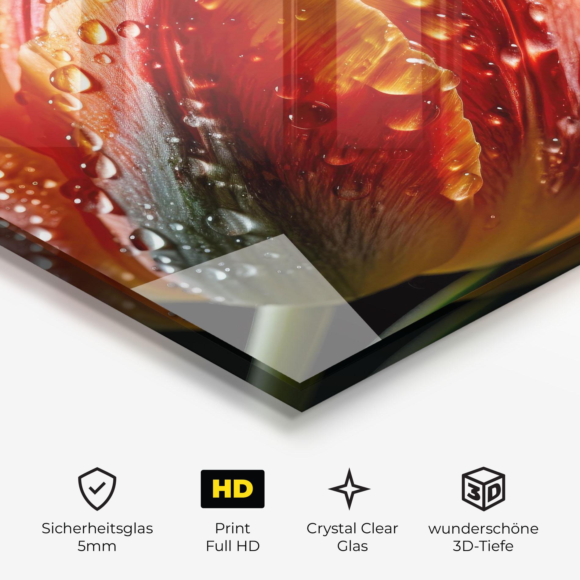 Glasbild Big Wet Orange Tulip mockup 3