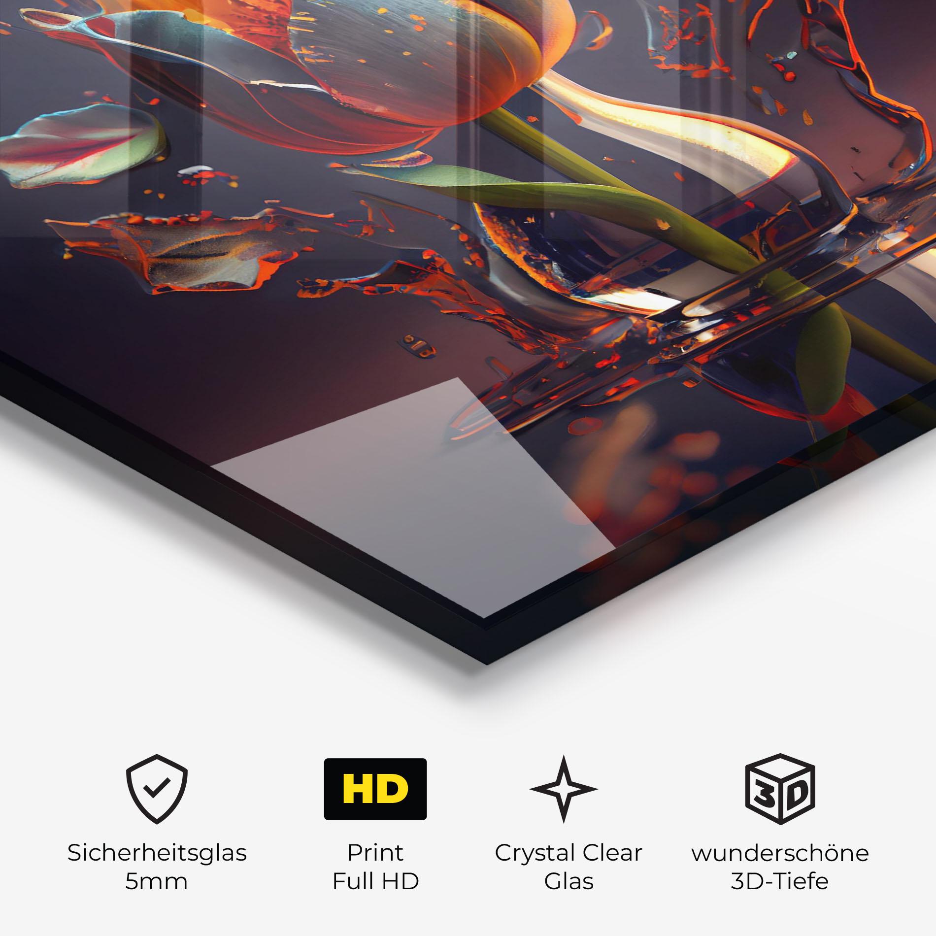 Glasbild Black Tulip In Vase mockup 3