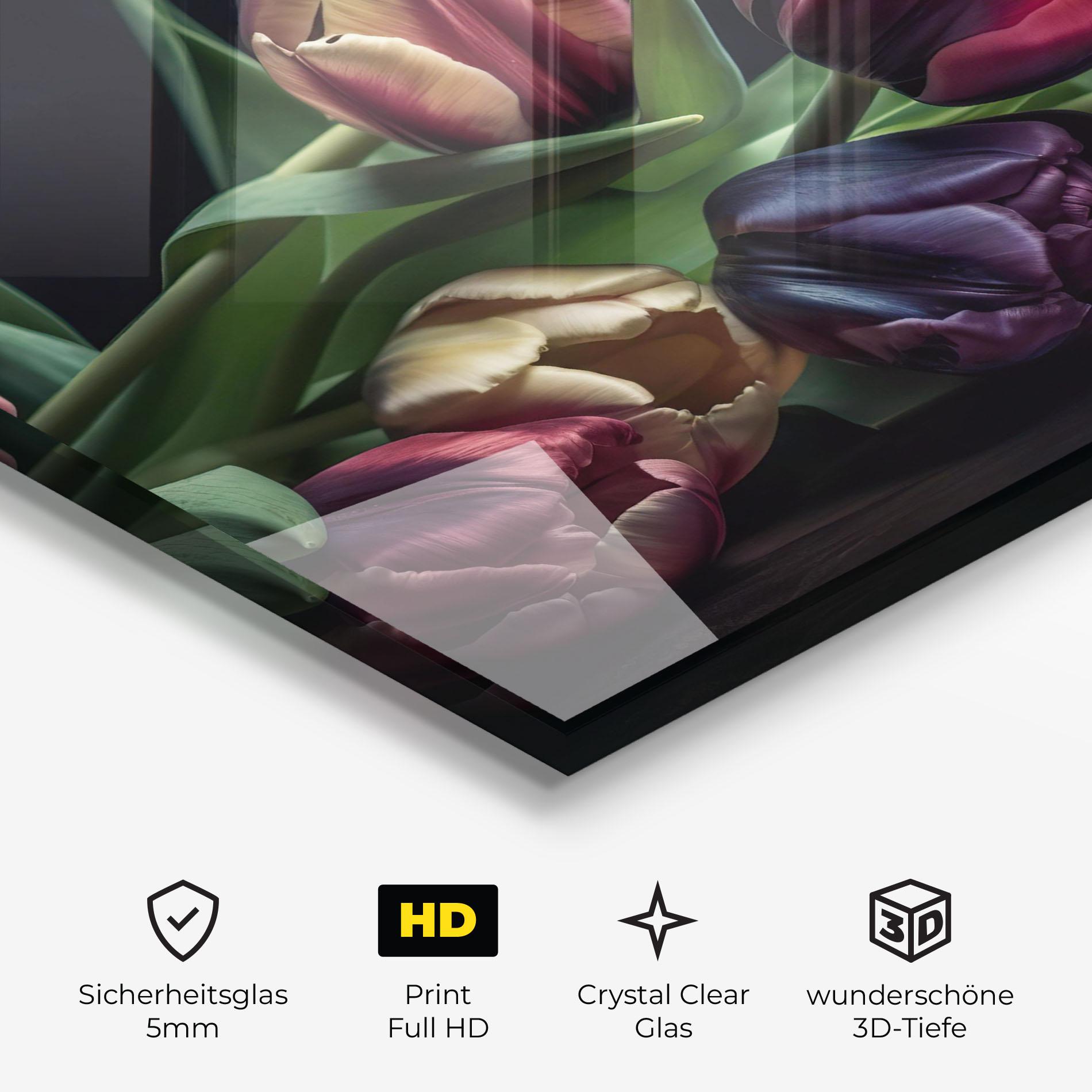 Glasbild Dark Purple Tulip mockup 3