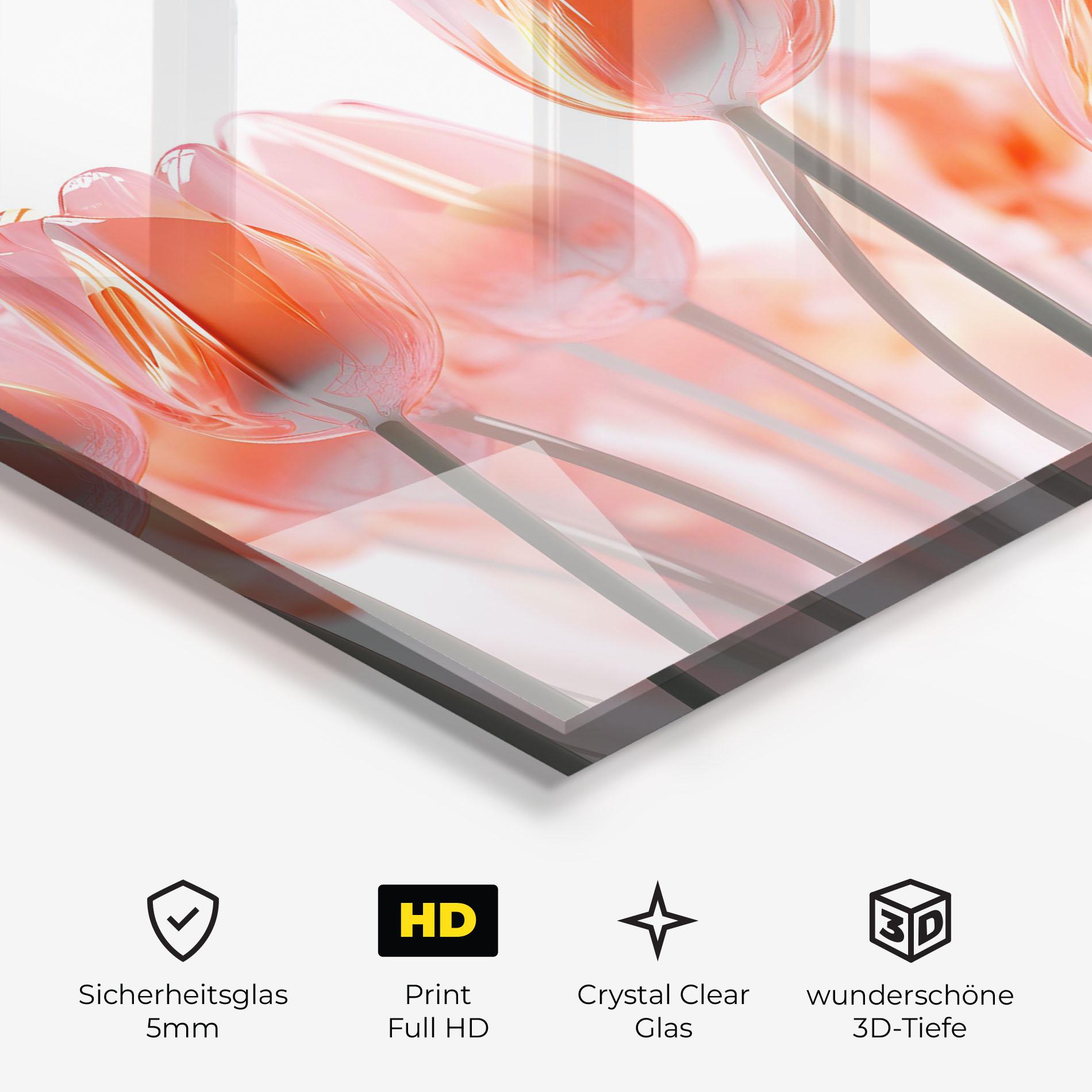 Glasbild Orange Glass Tulips mockup 3