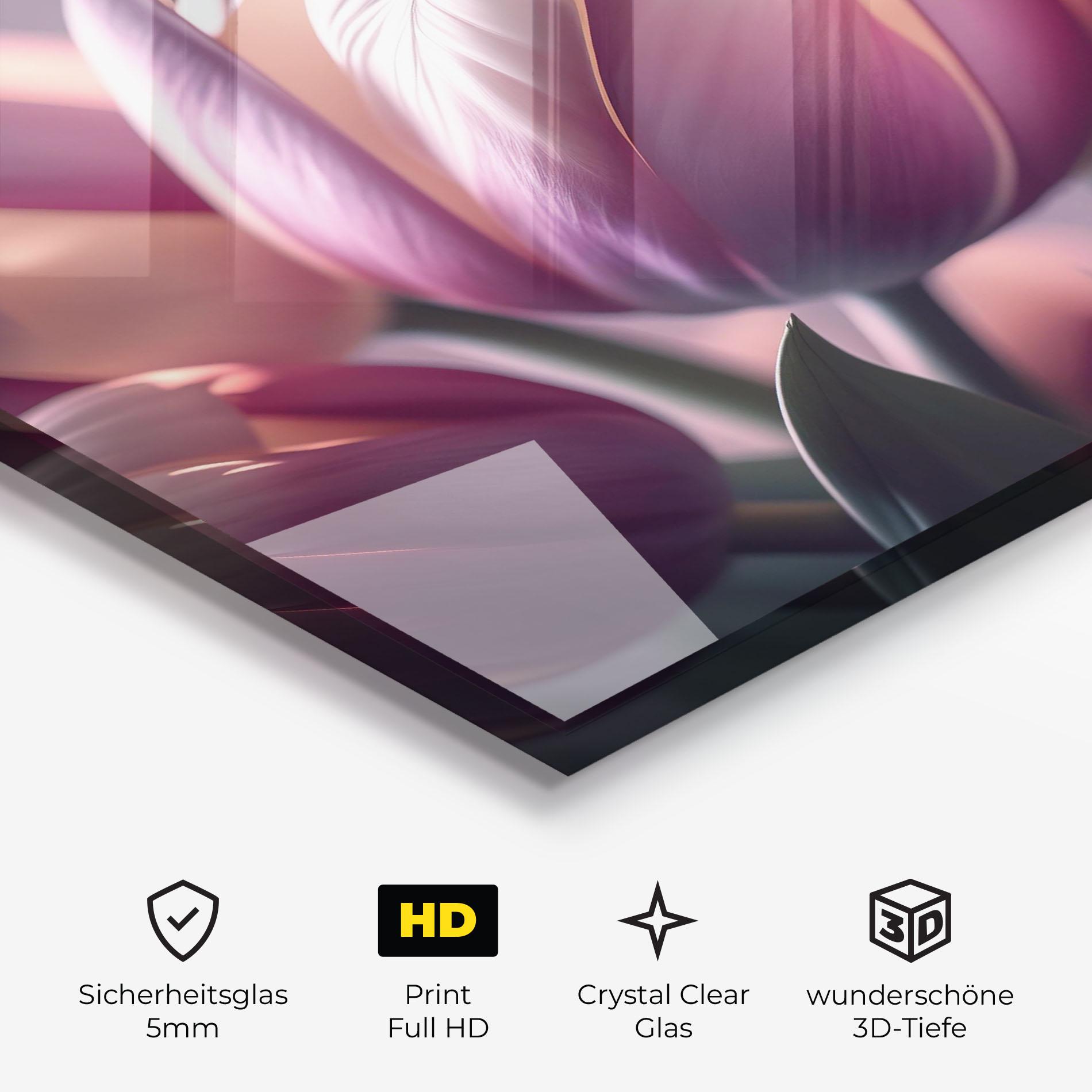 Glasbild Pastel Pink Tulips mockup 3