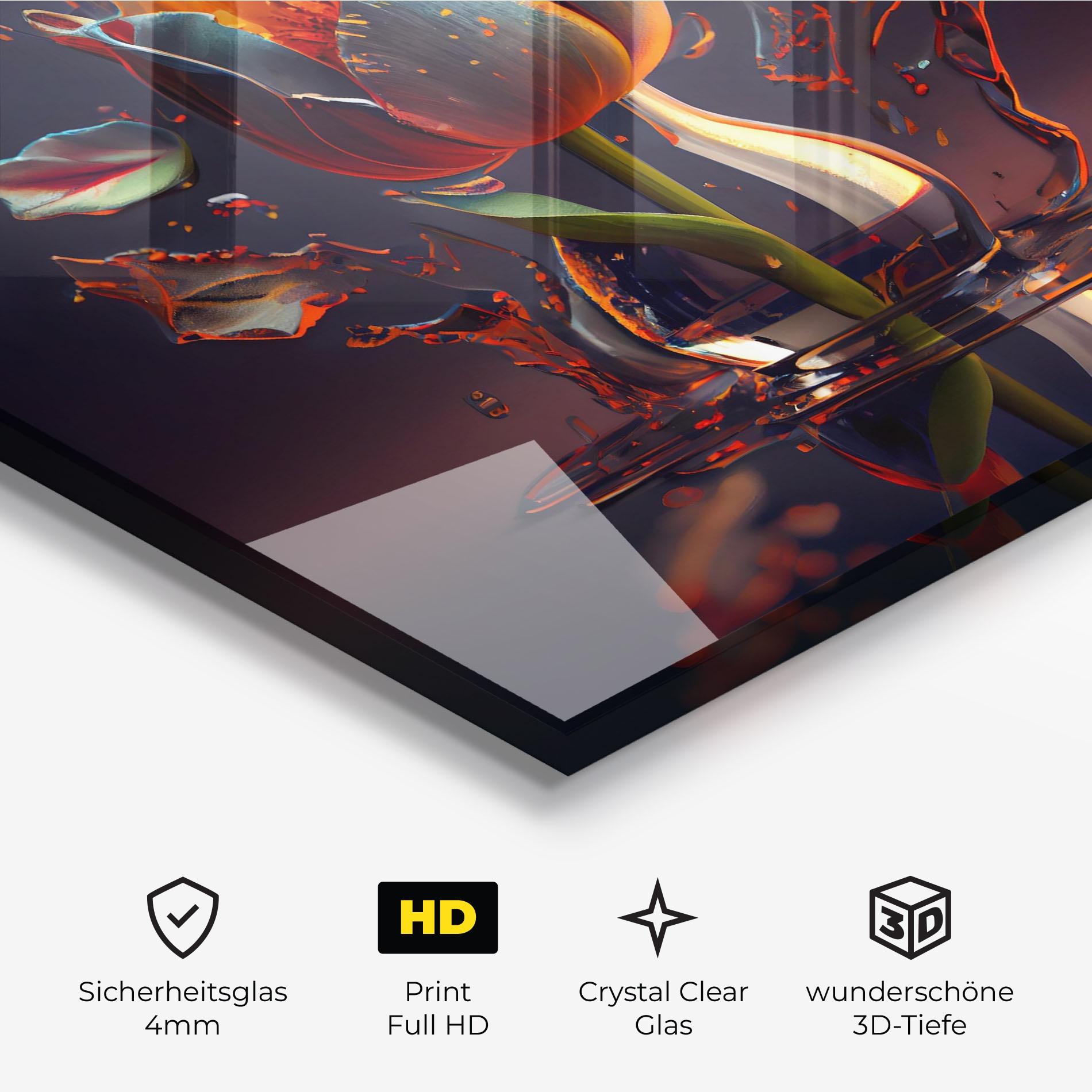 Glasbild Black Tulip In Vase mockup 3