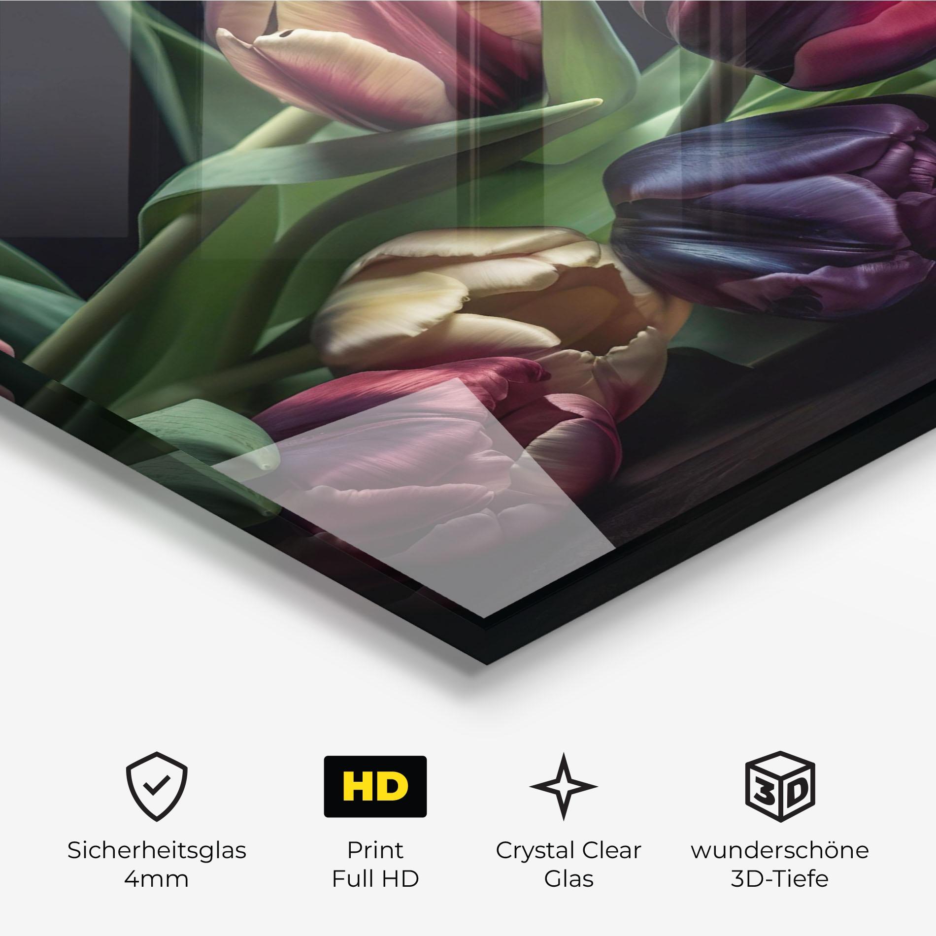 Glasbild Dark Purple Tulip mockup 3