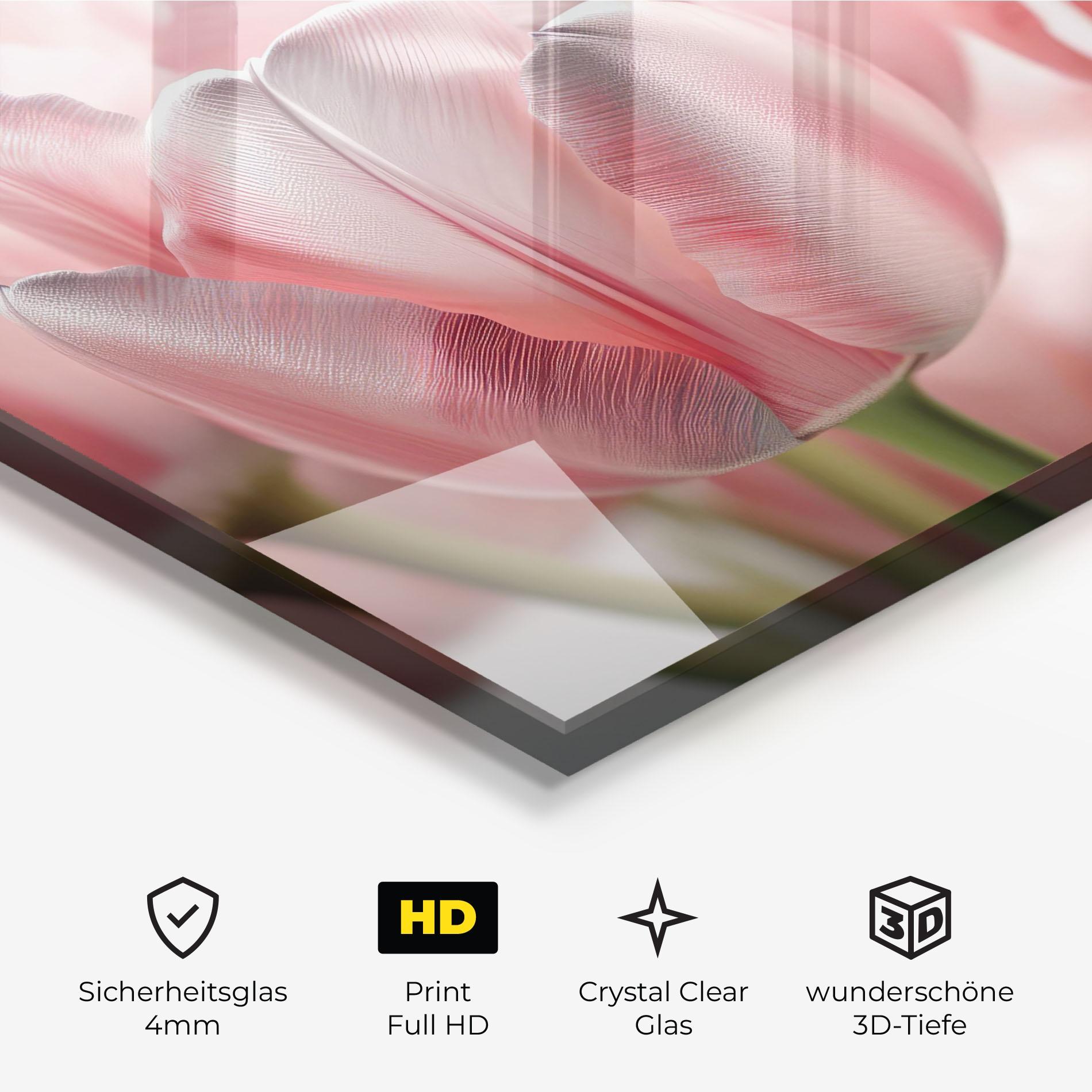 Glasbild Pink Pretty Tulips mockup 3