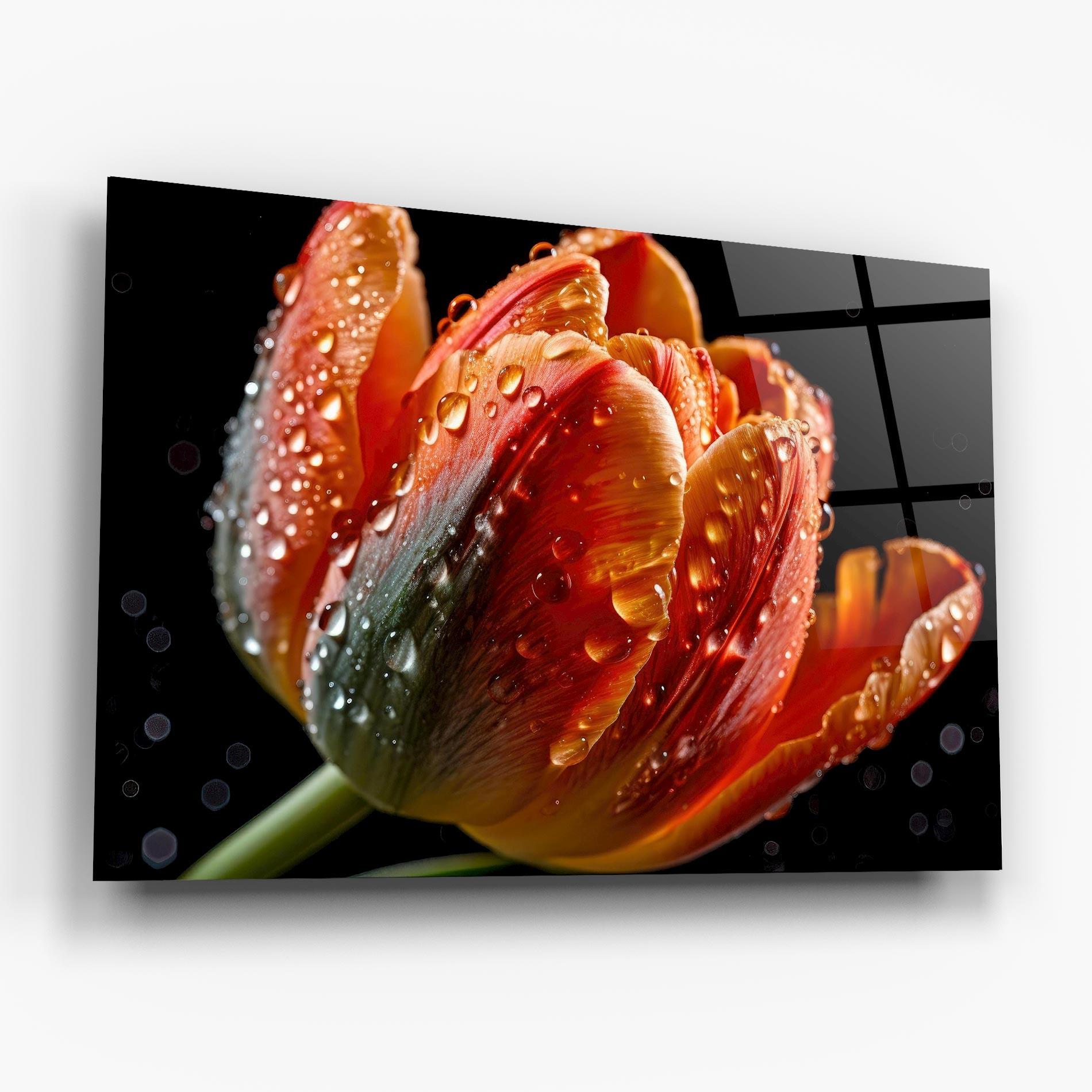 Glasbild Big Wet Orange Tulip mockup 6