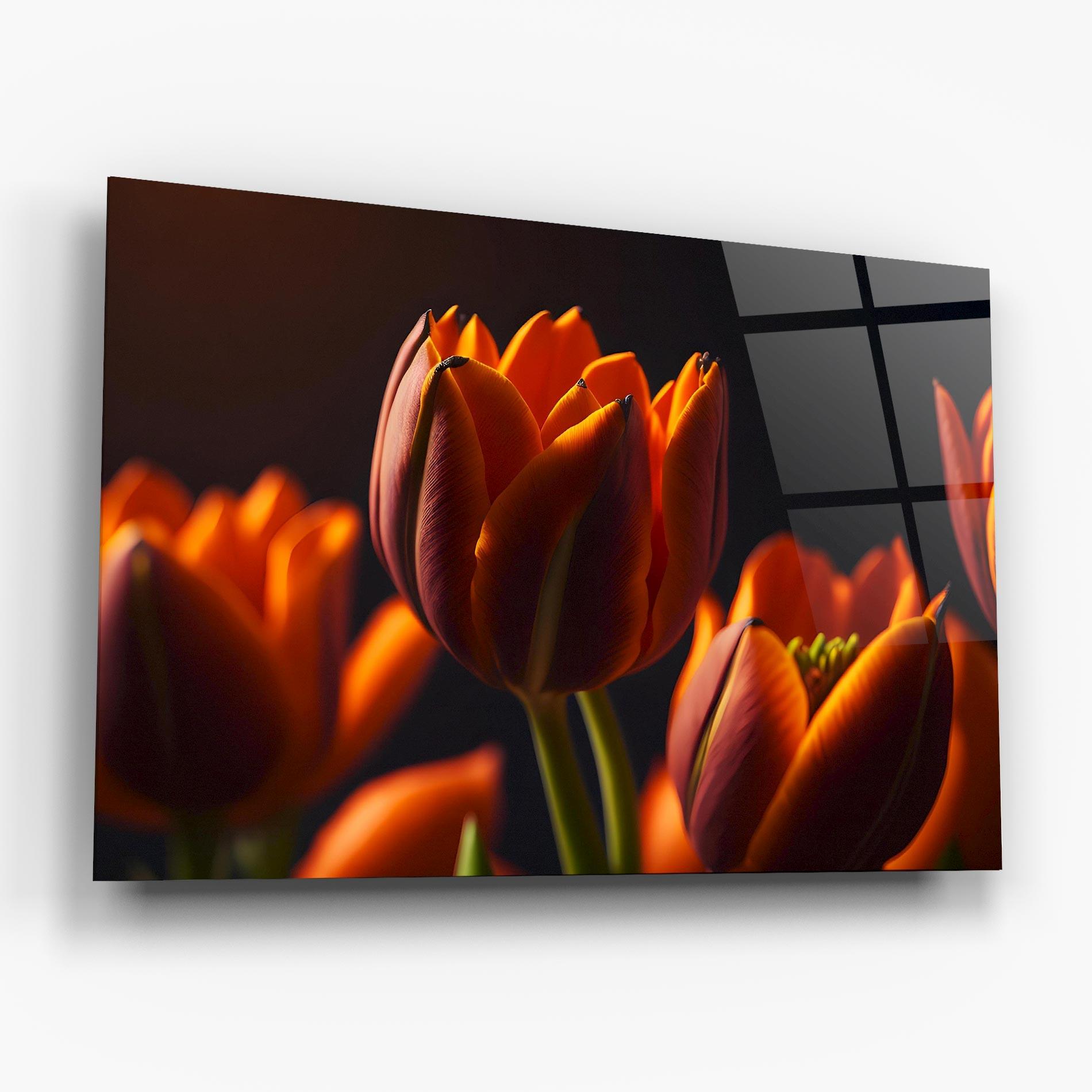 Glasbild Close Up Orange Tulip mockup 6