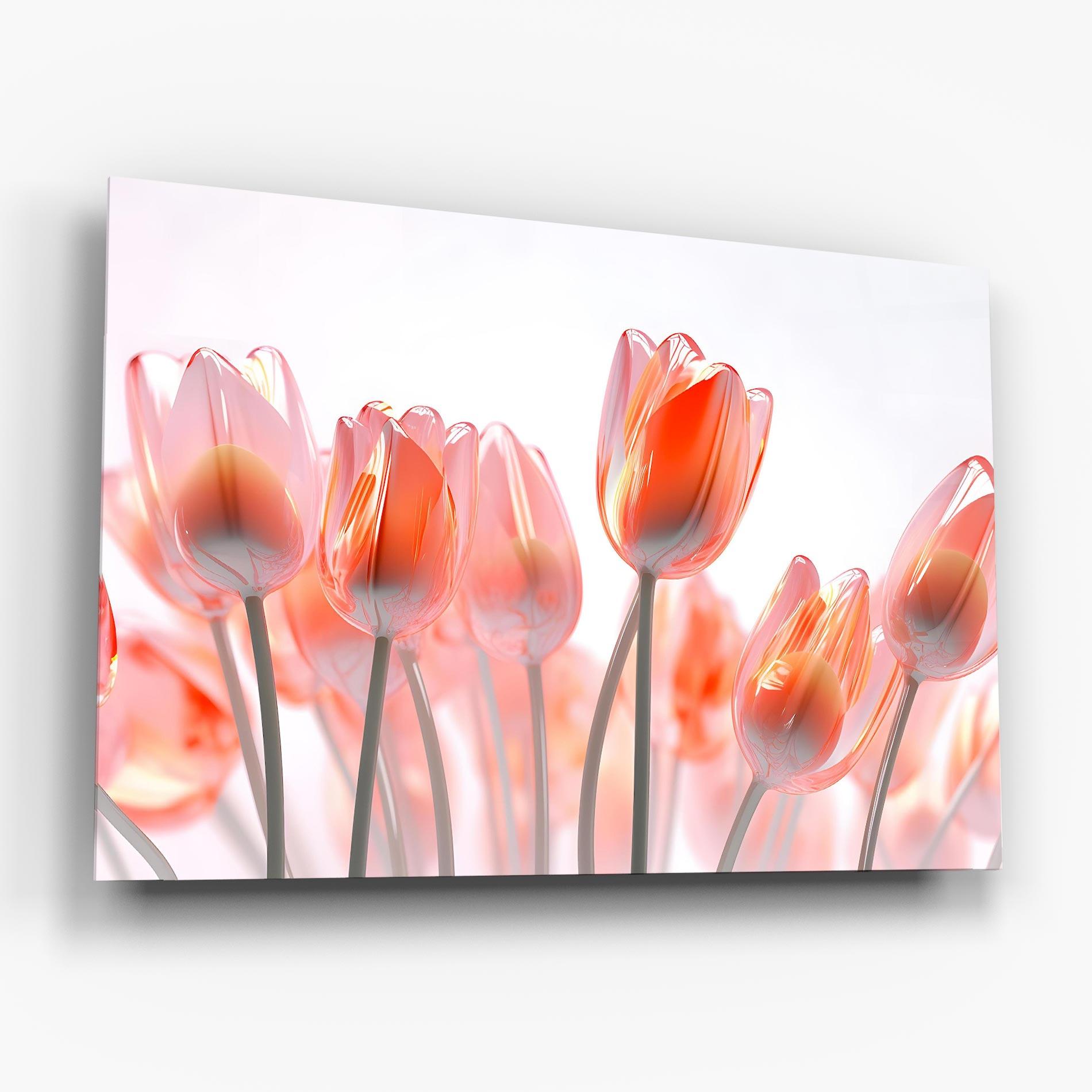 Glasbild Orange Glass Tulips mockup 6
