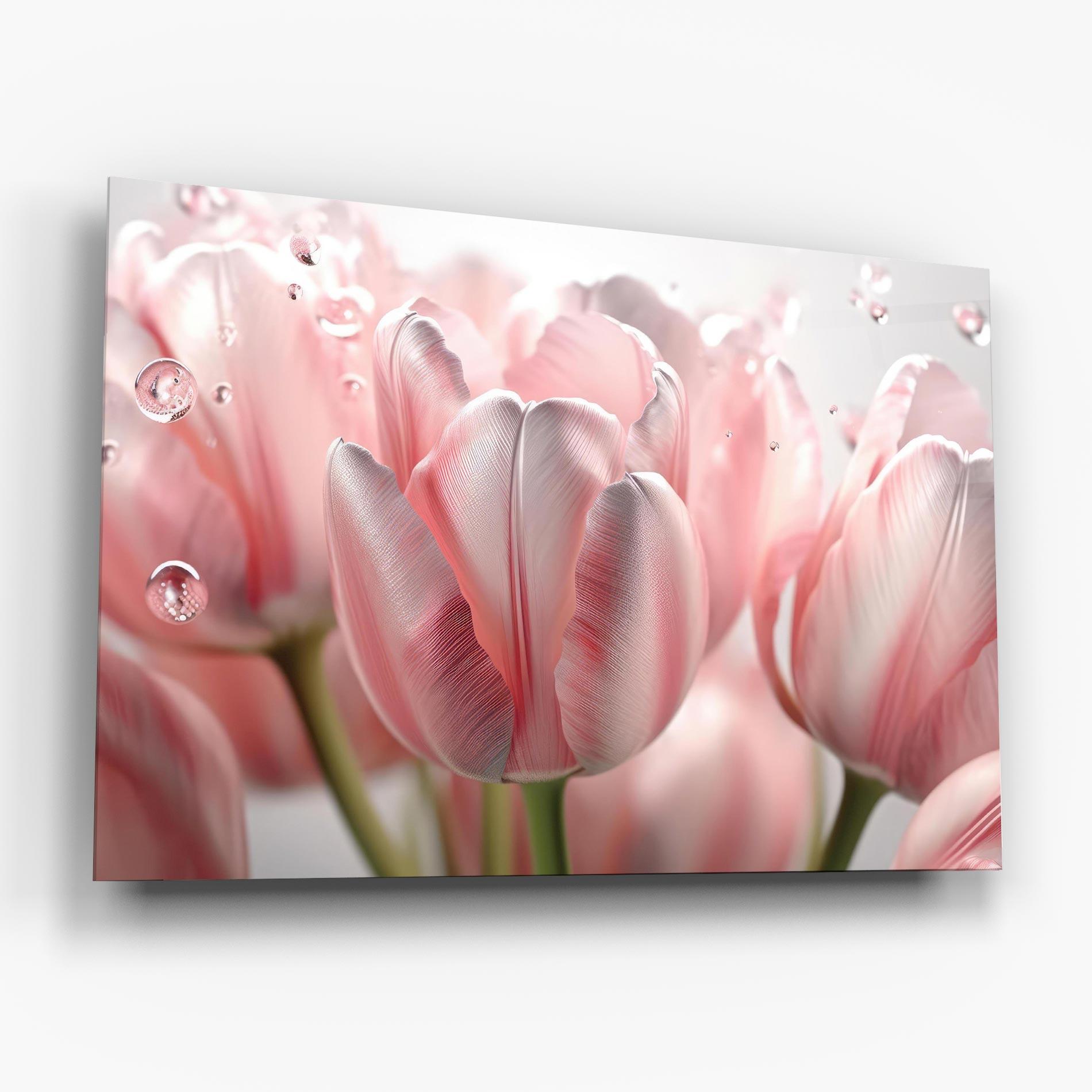 Glasbild Pink Pretty Tulips mockup 6
